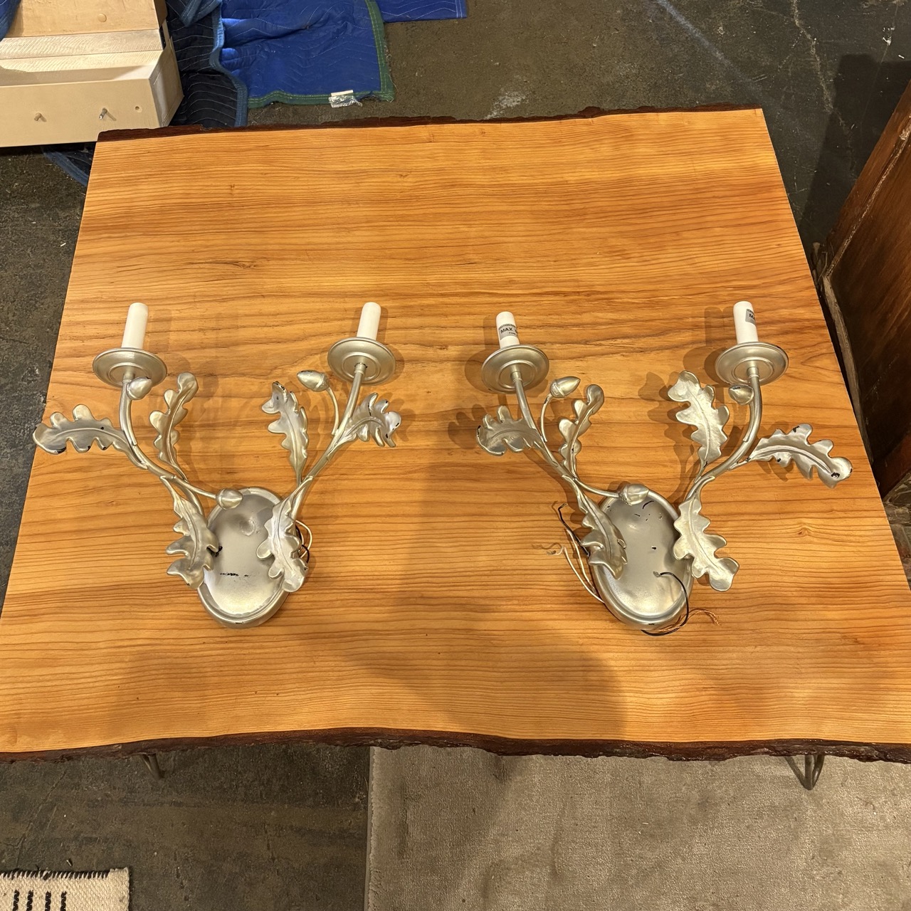 Pair of William Switzer Silver Oak Leaf Wall Sconces - Image 2