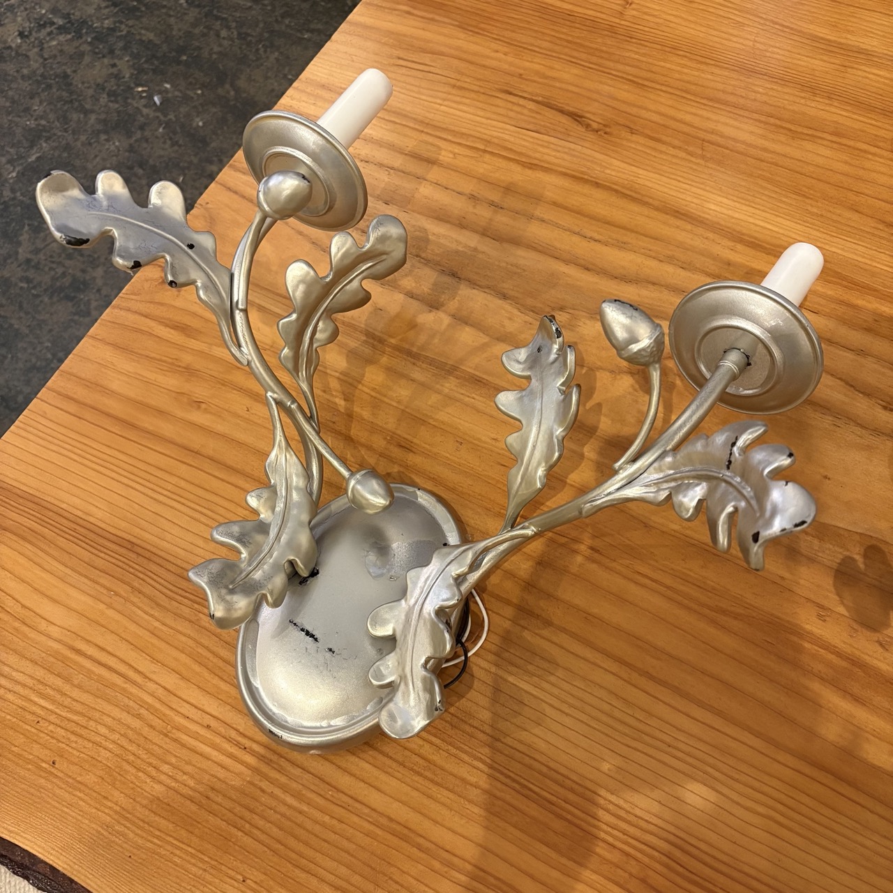 Pair of William Switzer Silver Oak Leaf Wall Sconces - Image 3