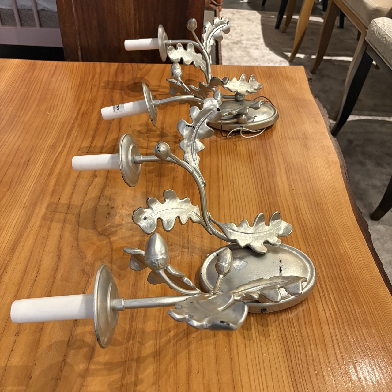 Pair of William Switzer Silver Oak Leaf Wall Sconces - Image 4