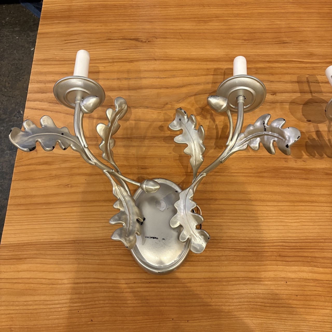Pair of William Switzer Silver Oak Leaf Wall Sconces - Image 5