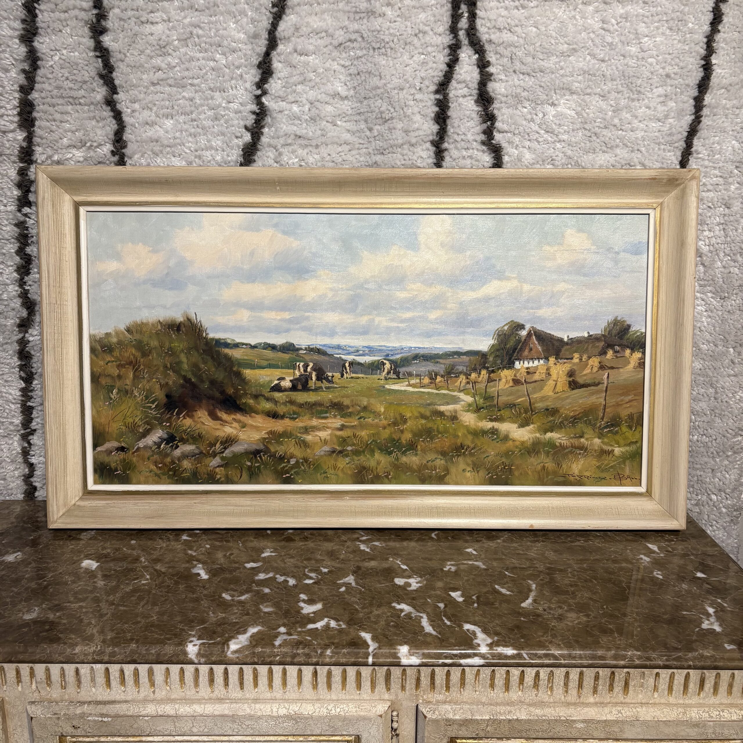 Original Oil on Canvas of Farmhouse with Hay Field - Coast Consignment - image 2