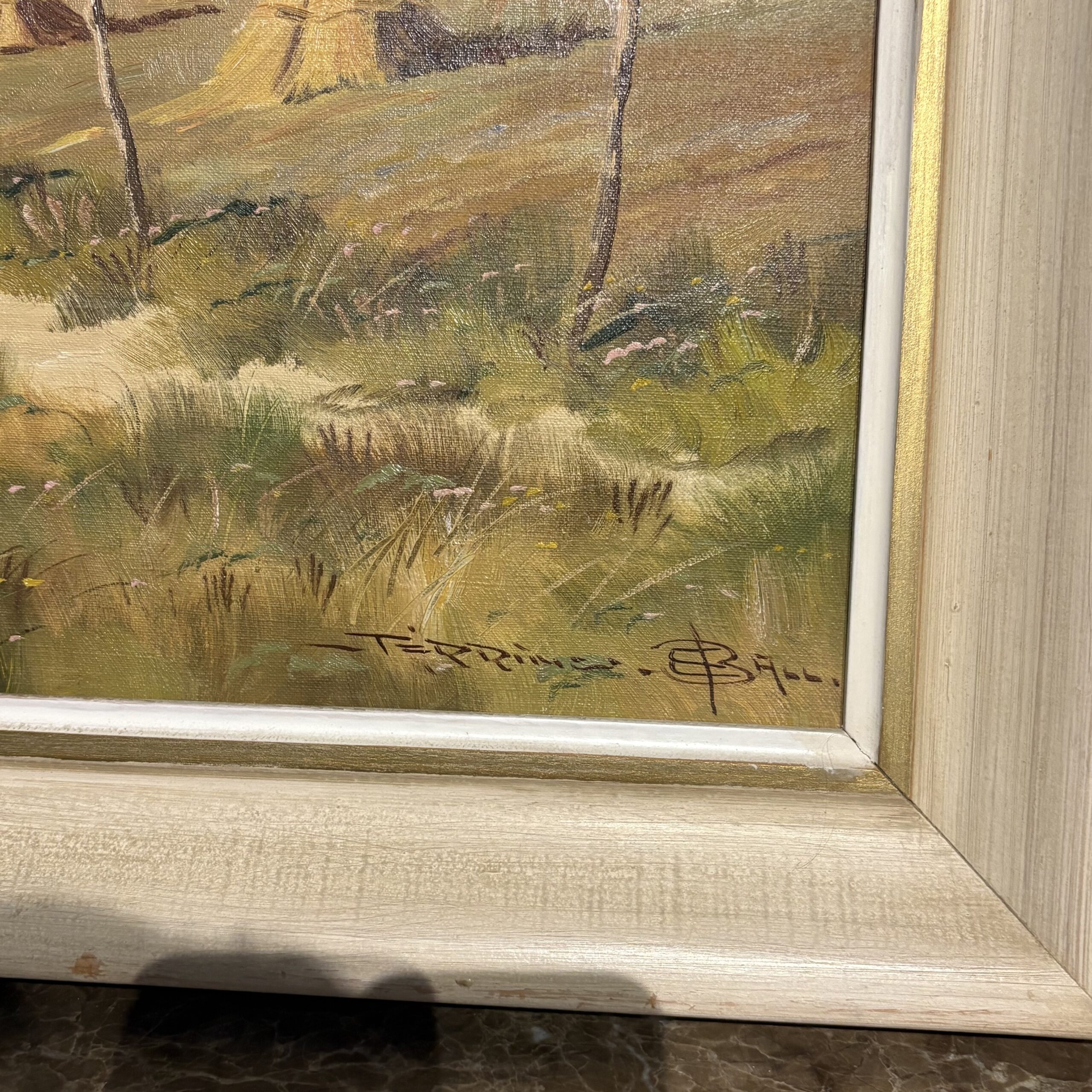 Original Oil on Canvas of Farmhouse with Hay Field - Coast Consignment - image 3