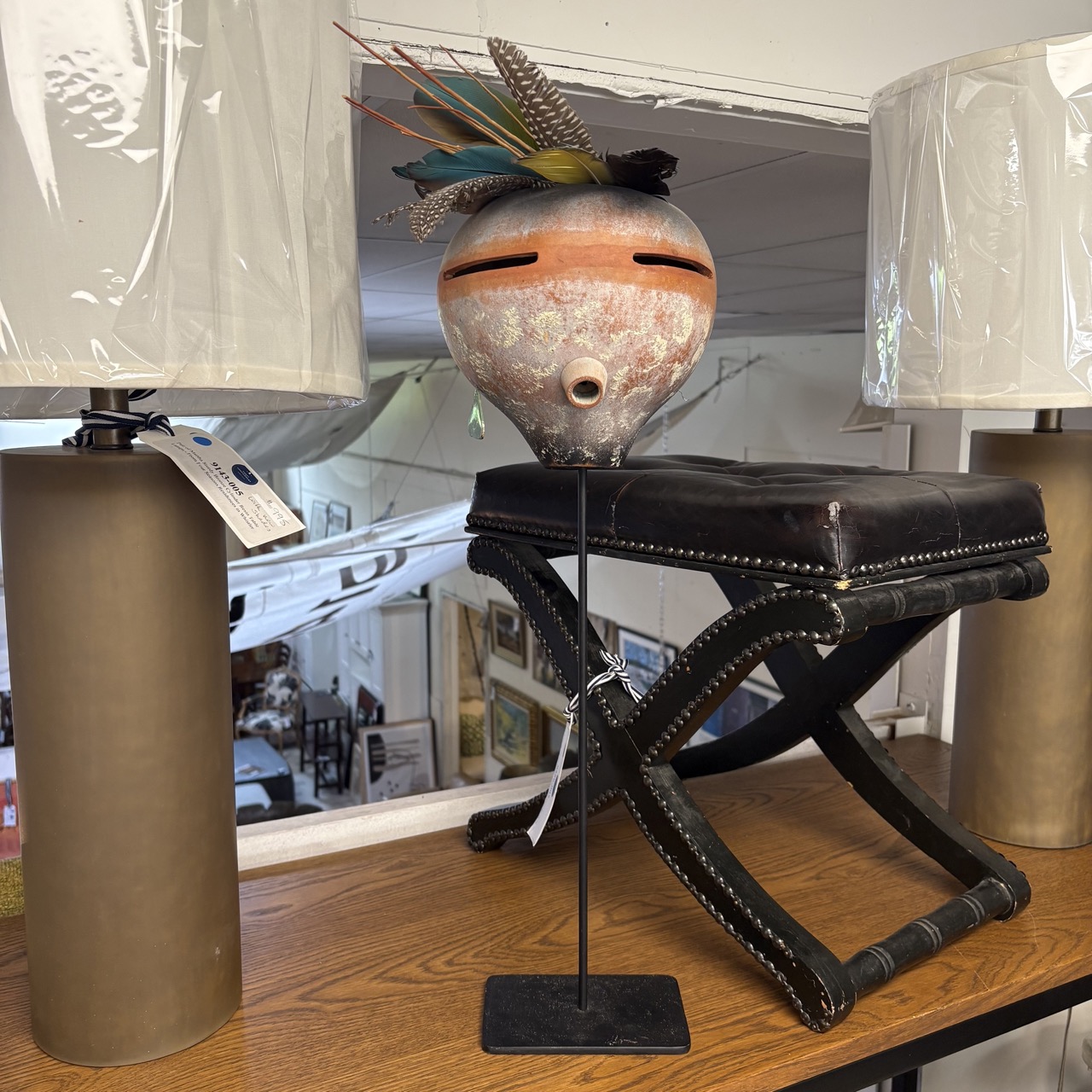 Sculpture of Head with Feathers - Coast Consignment - image 2