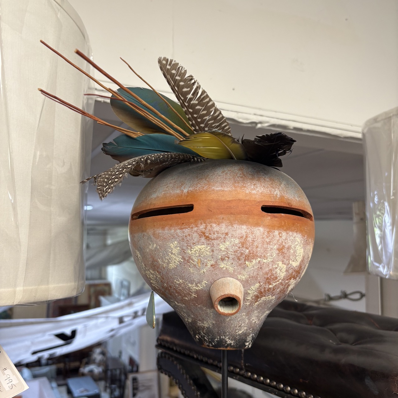 Sculpture of Head with Feathers - Coast Consignment - image 3
