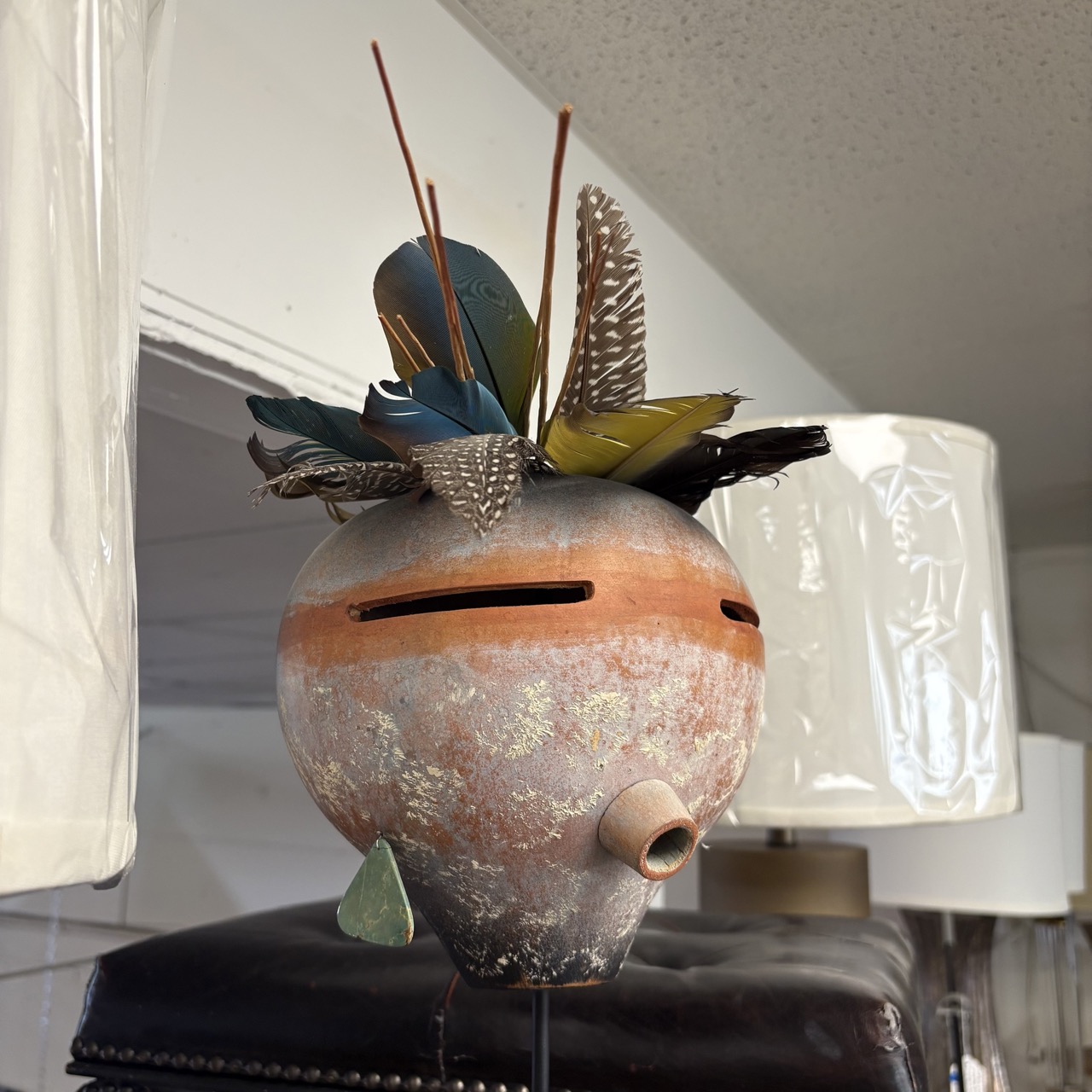 Sculpture of Head with Feathers - Coast Consignment - image 4