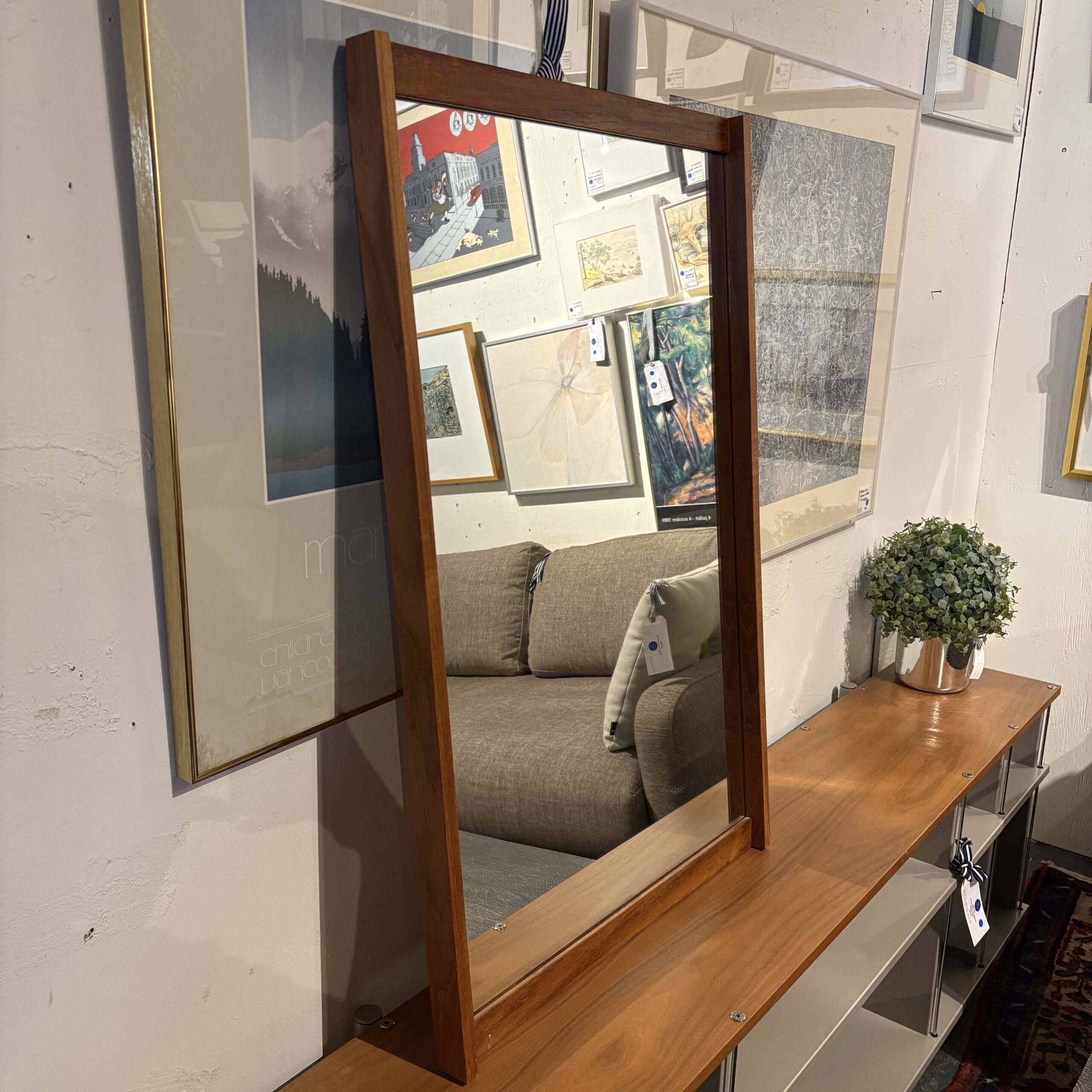 Vintage Teak Mid-Century Mirror - Image 3