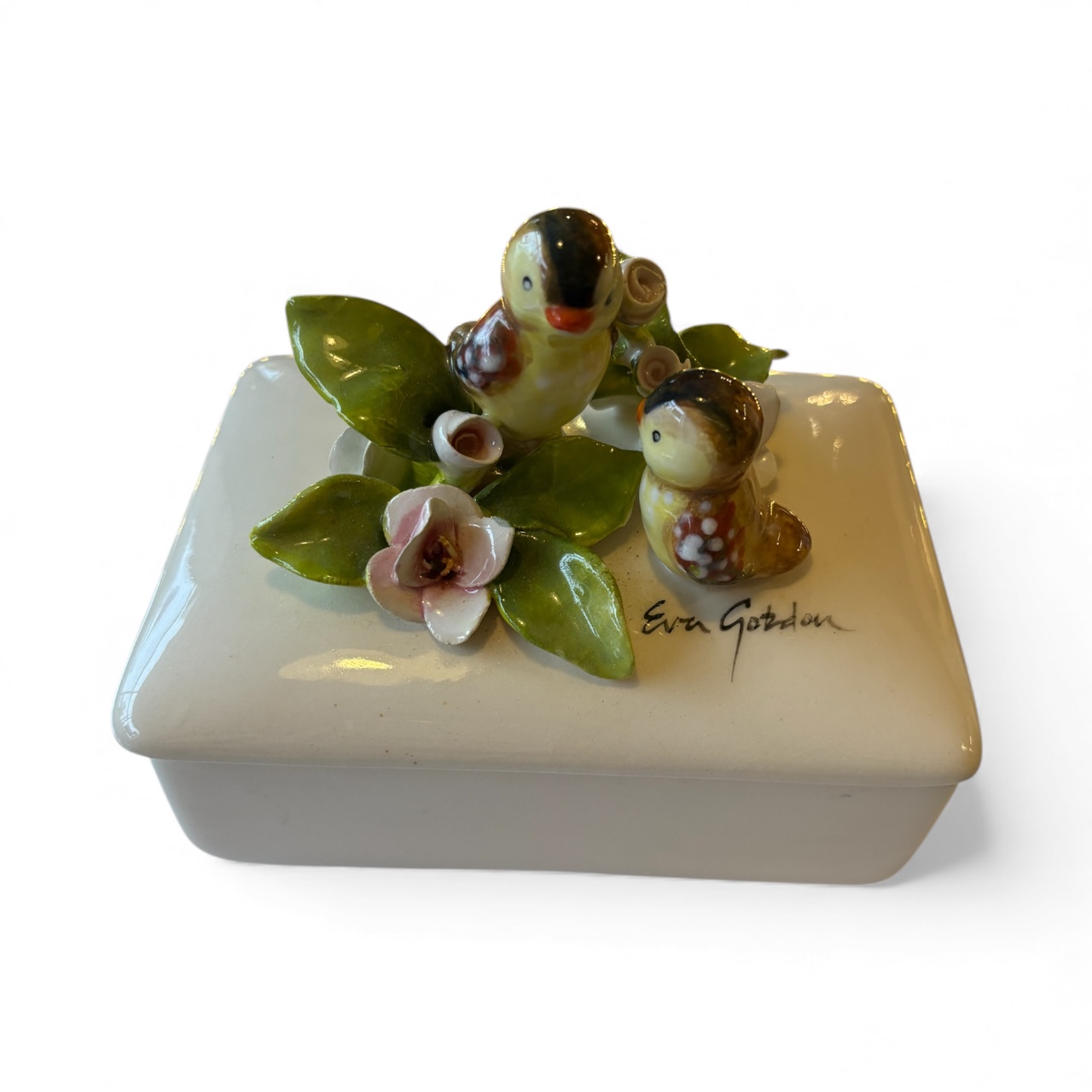 Trinket Box with Birds &amp; Roses by Eva Gordon - Coast Consignment - image 1