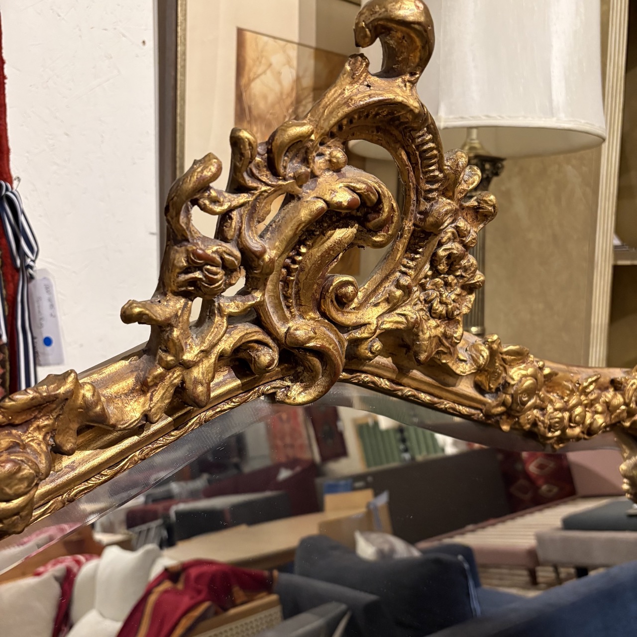 Large Gilded Reproduction French Mirror - Image 4