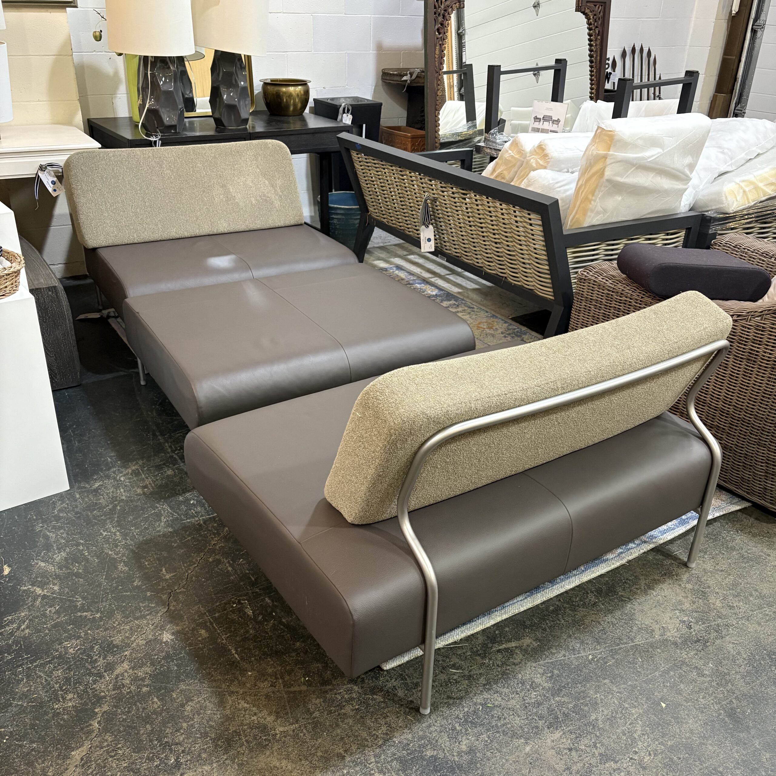 Montis Leather and Fabric Modular Sofa on Chrome Base - Image 2