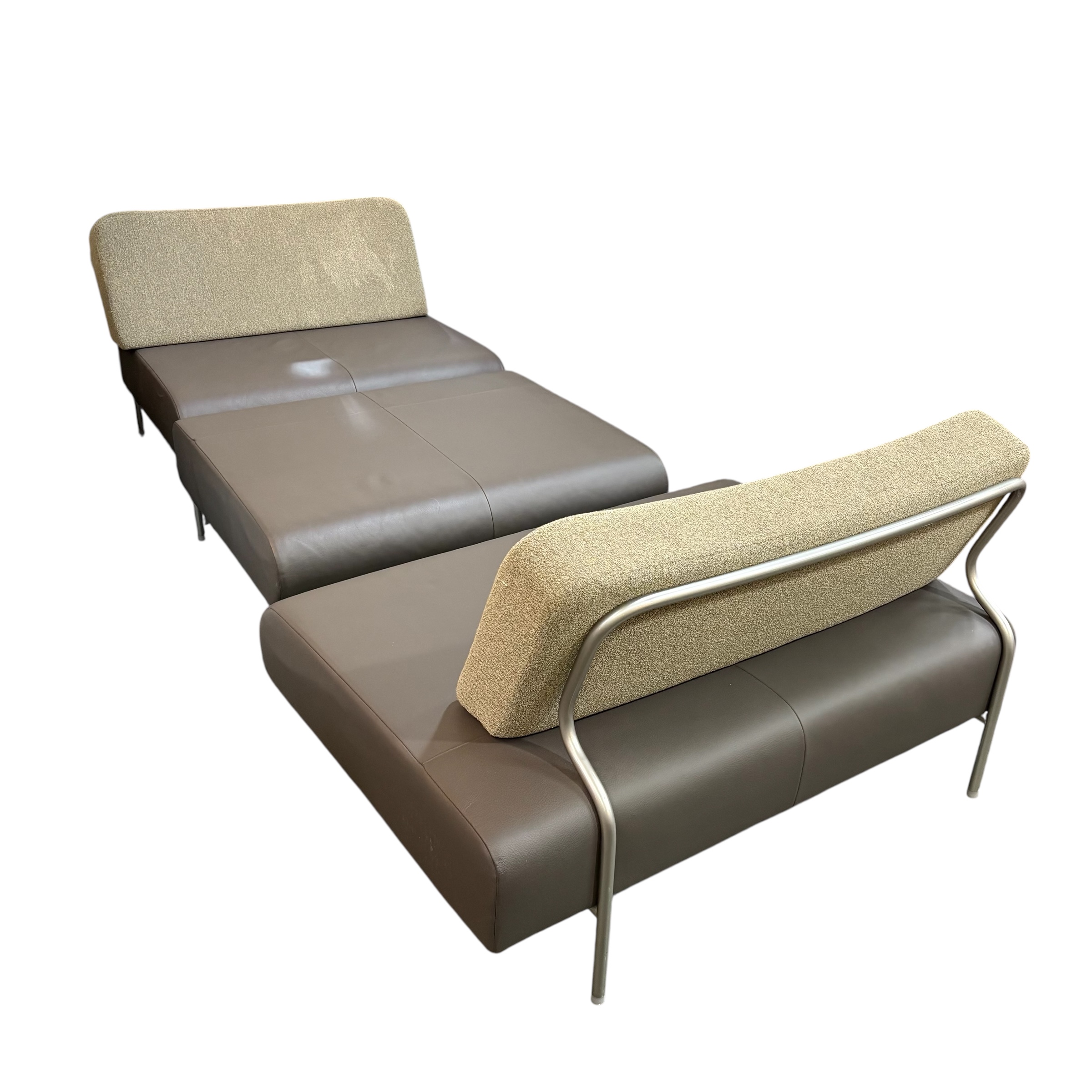 Montis Leather and Fabric Modular Sofa on Chrome Base