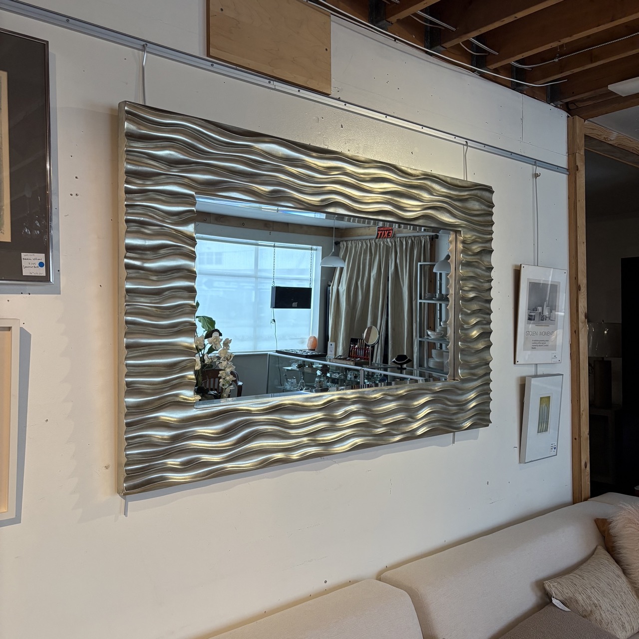 Mirror with Wavy Silver Frame - Image 2