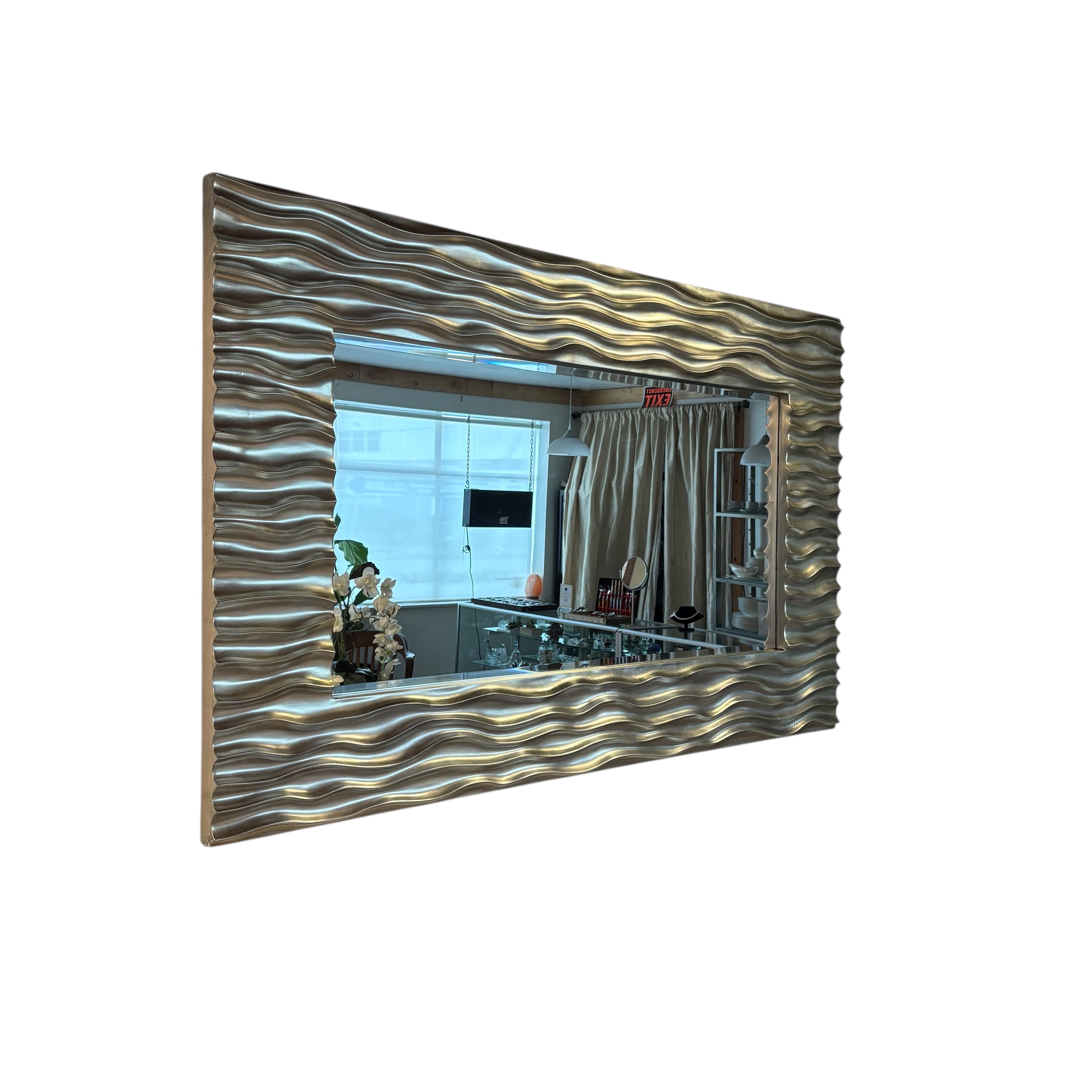Mirror with Wavy Silver Frame