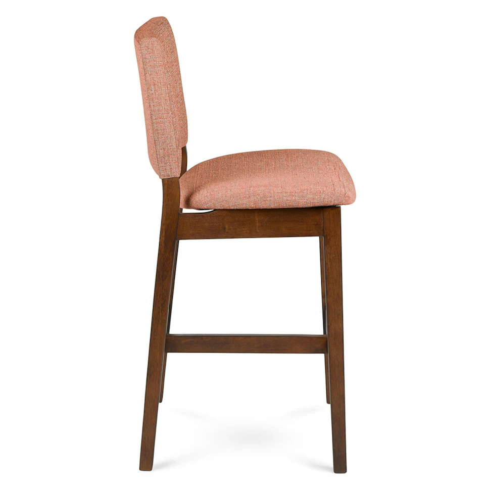 Pair of Walnut and Rosehip Orange Counter Stools - Coast Consignment - image 3