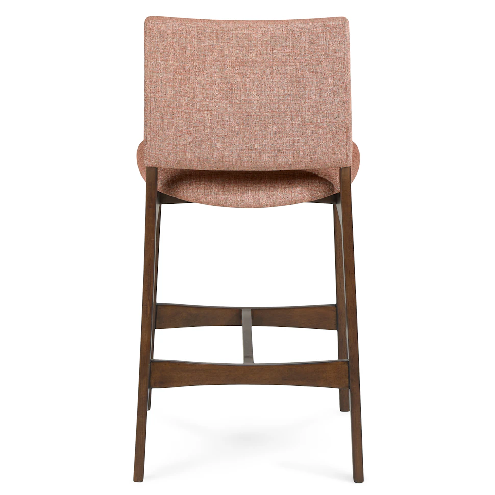 Pair of Walnut and Rosehip Orange Counter Stools - Coast Consignment - image 4