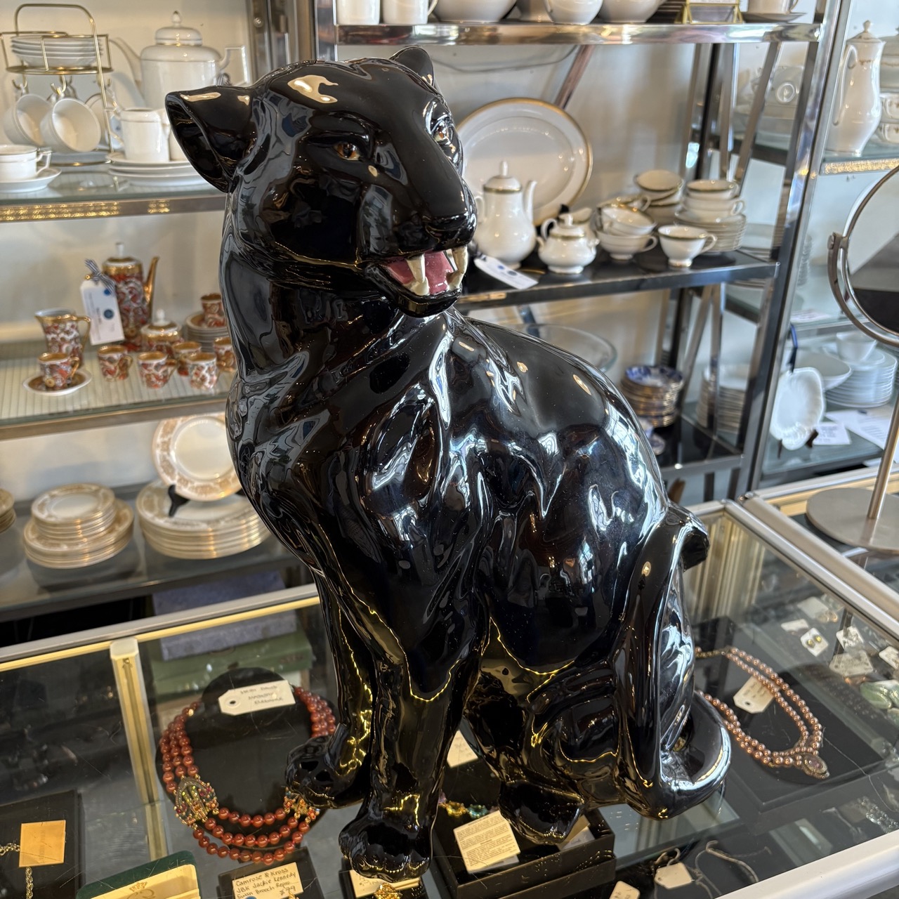 Vintage Ceramic Black Panther Figurine - Image 3