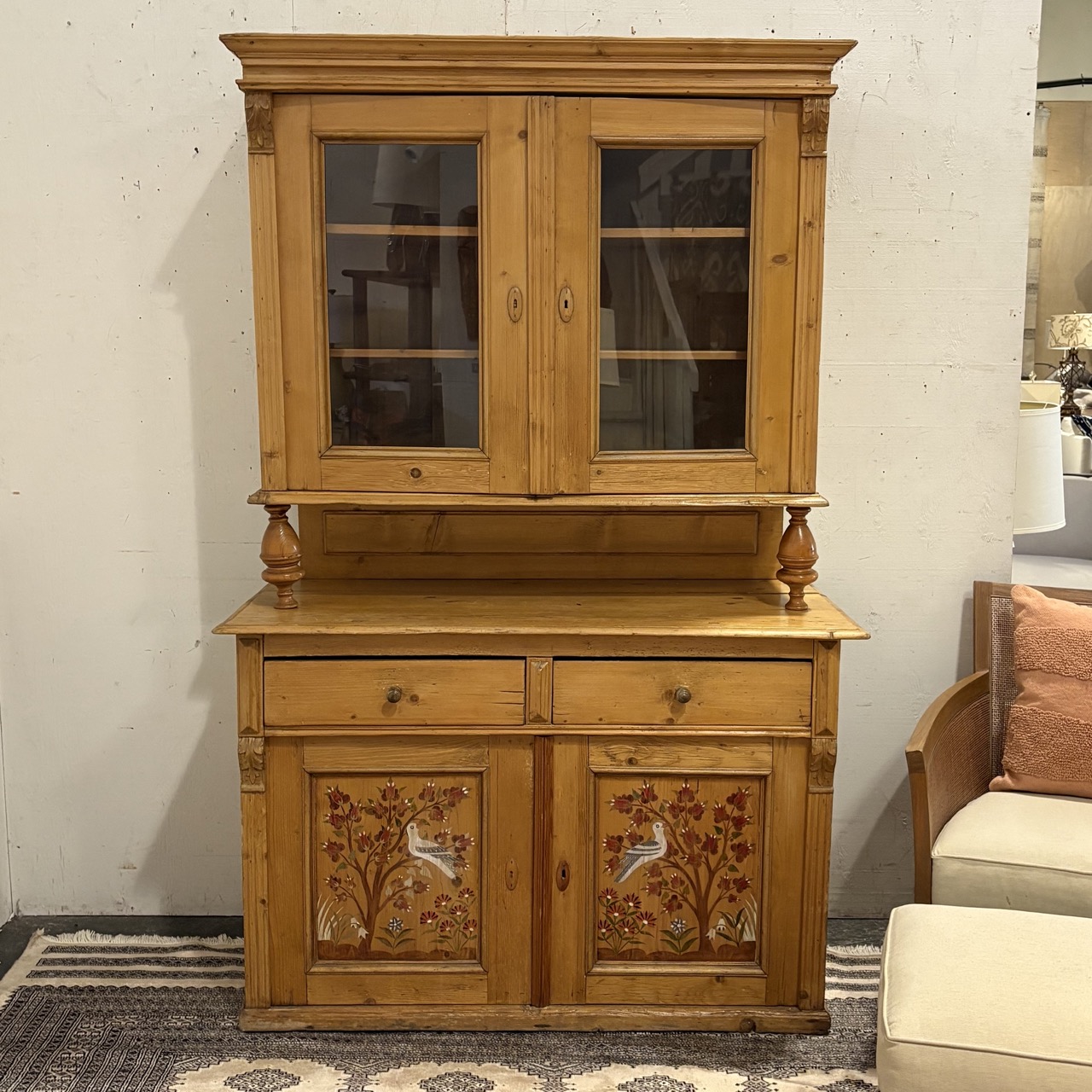 European Pine Hutch with Painted Doors - Image 2
