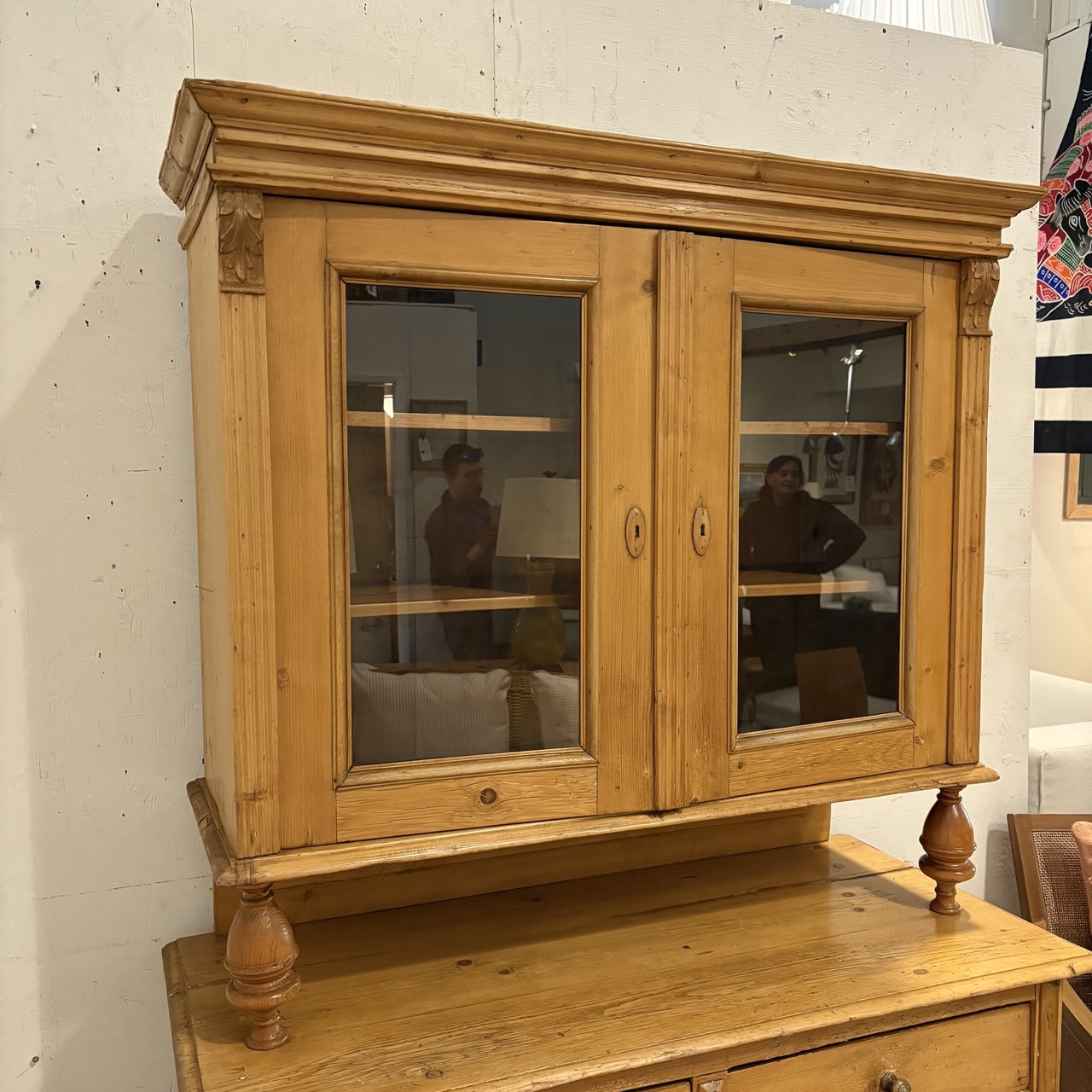 European Pine Hutch with Painted Doors - Image 3