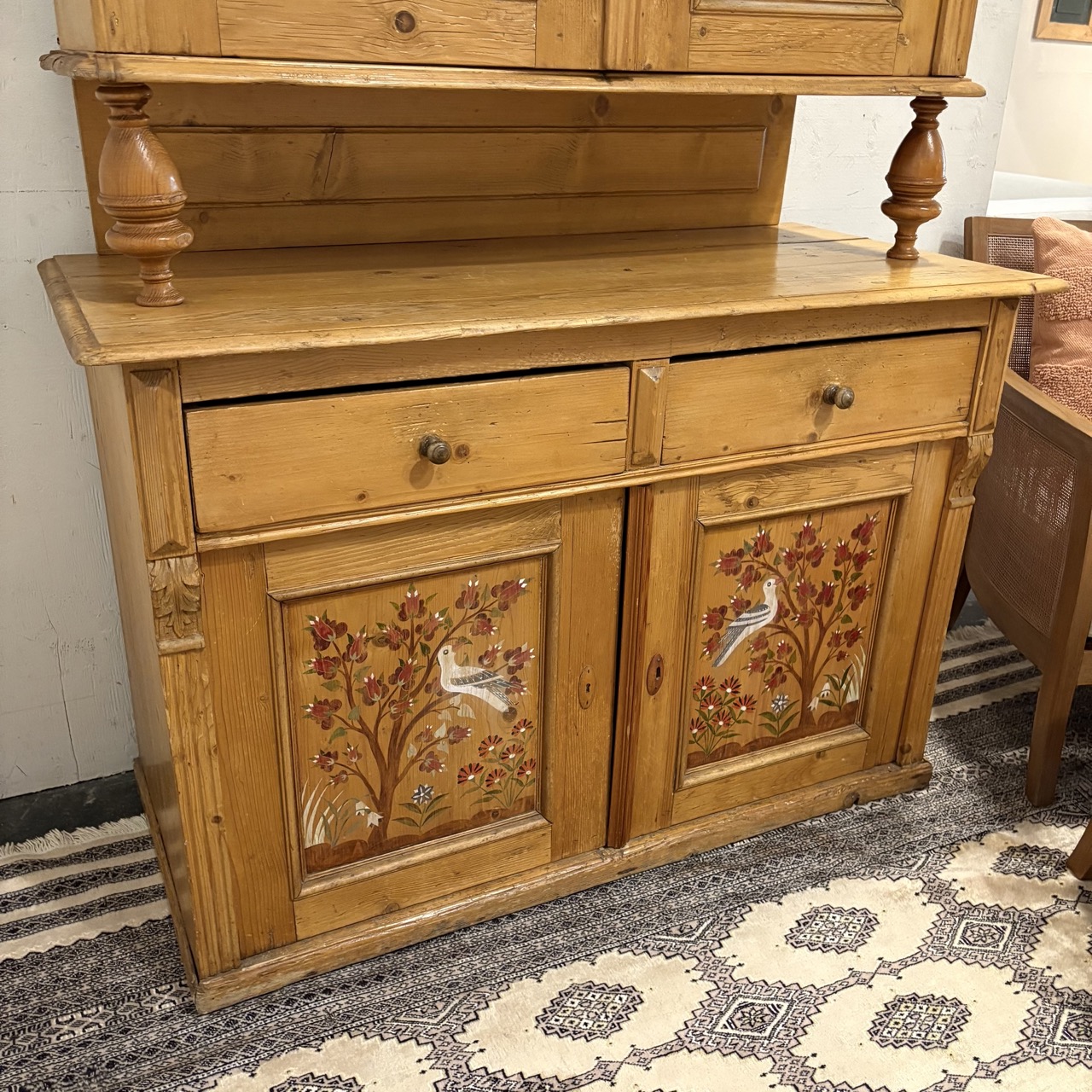 European Pine Hutch with Painted Doors - Image 4