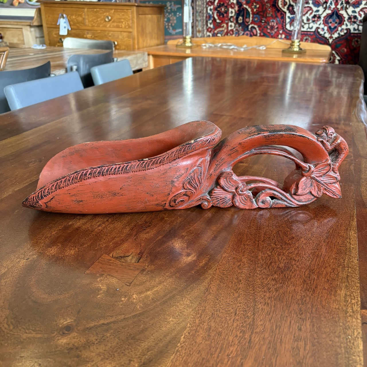 Antique Carved Wooden Burmese Rice Scoop - Image 2