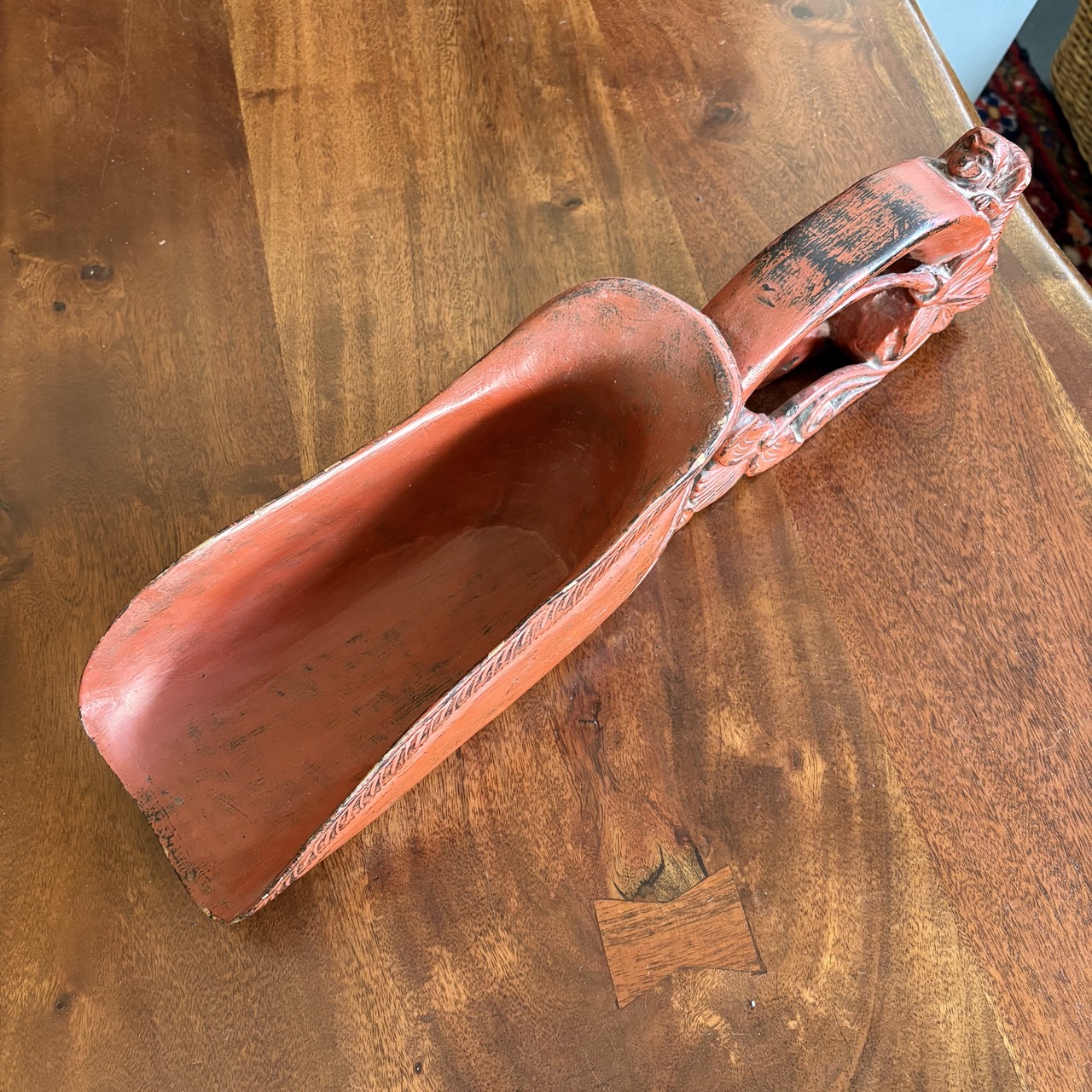 Antique Carved Wooden Burmese Rice Scoop - Image 3