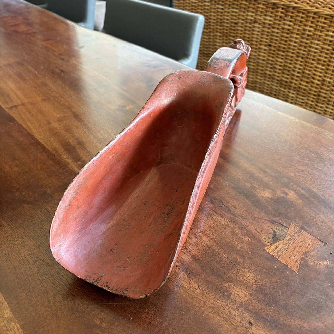 Antique Carved Wooden Burmese Rice Scoop - Image 4