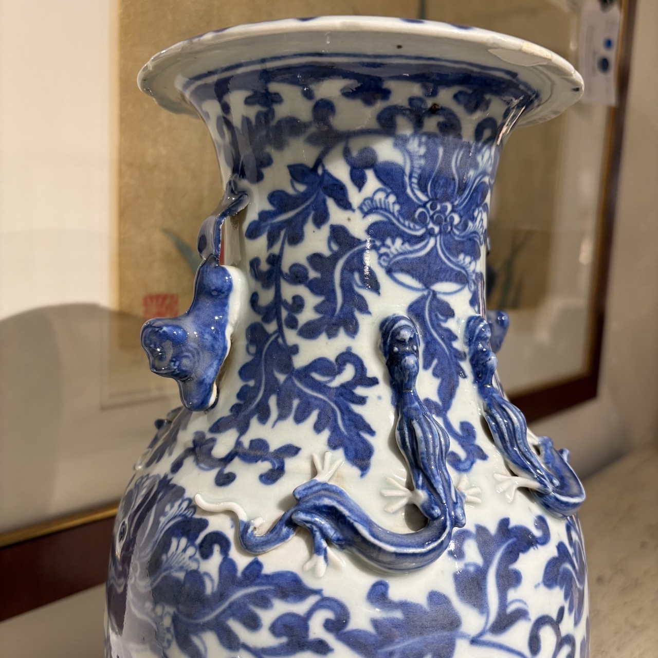 Antique Qing Dynasty Blue & White Vase - Image 4