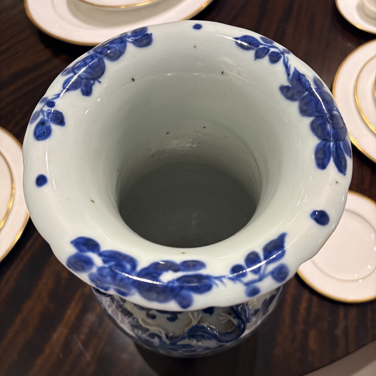 Antique Qing Dynasty Blue & White Vase - Image 5