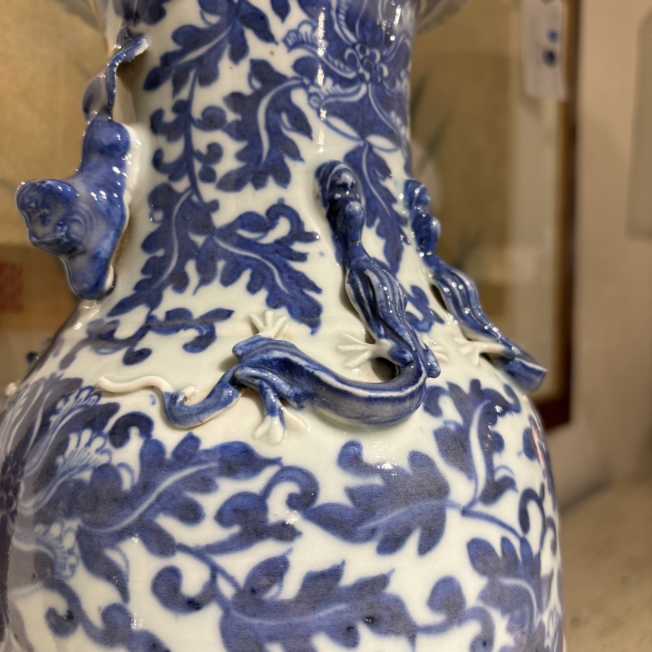 Antique Qing Dynasty Blue & White Vase - Image 6