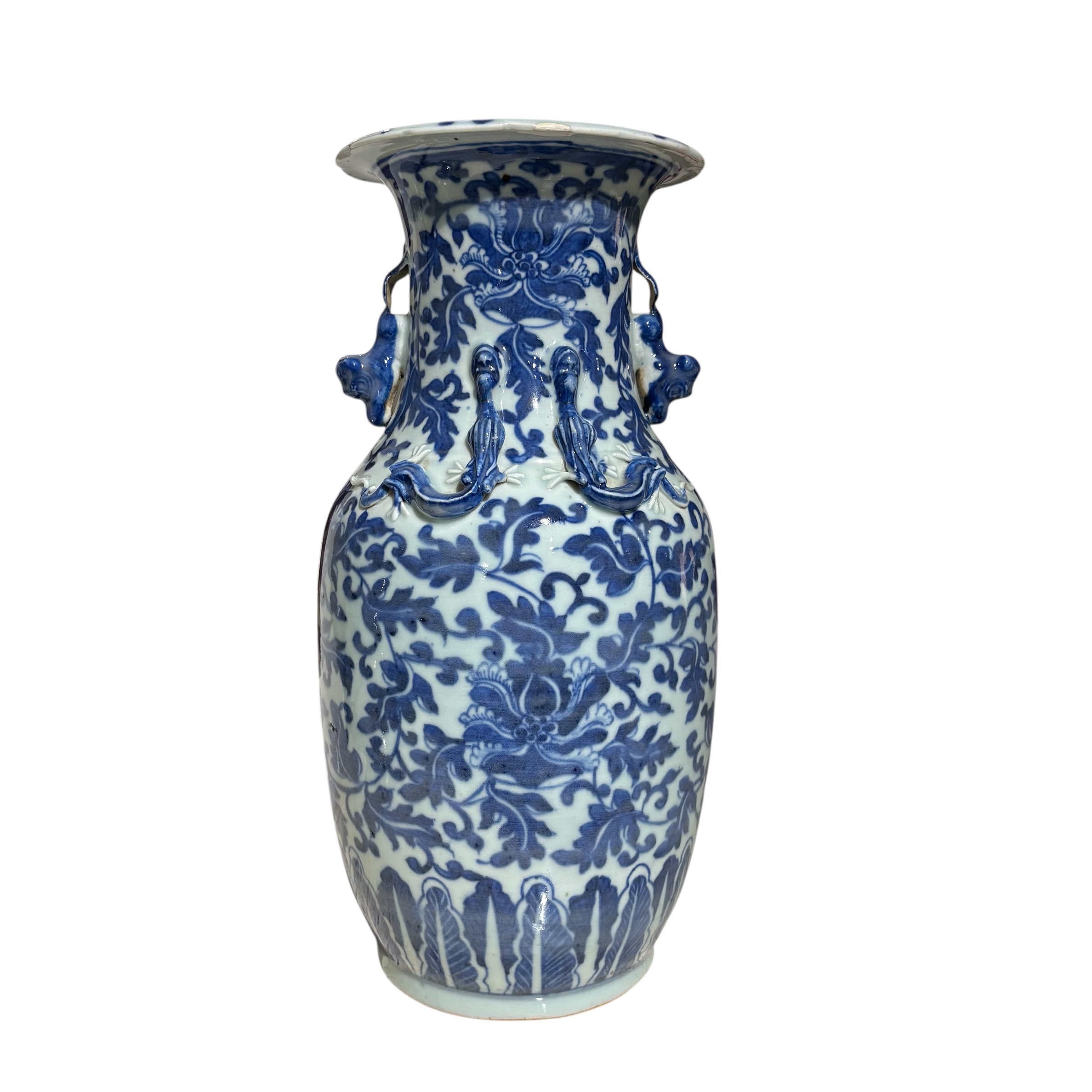 Antique Qing Dynasty Blue & White Vase