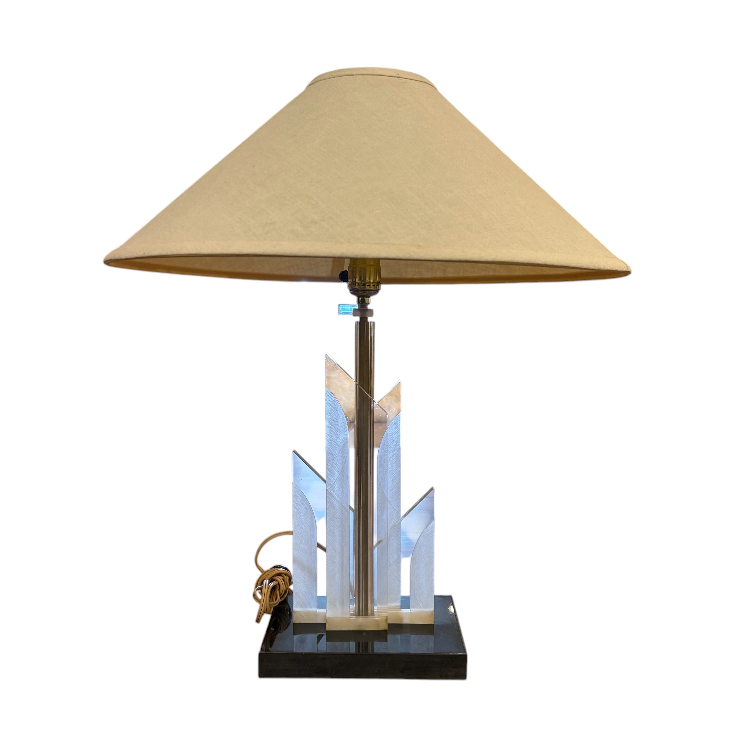 Art Deco Lucite Skyscraper Style Table Lamp