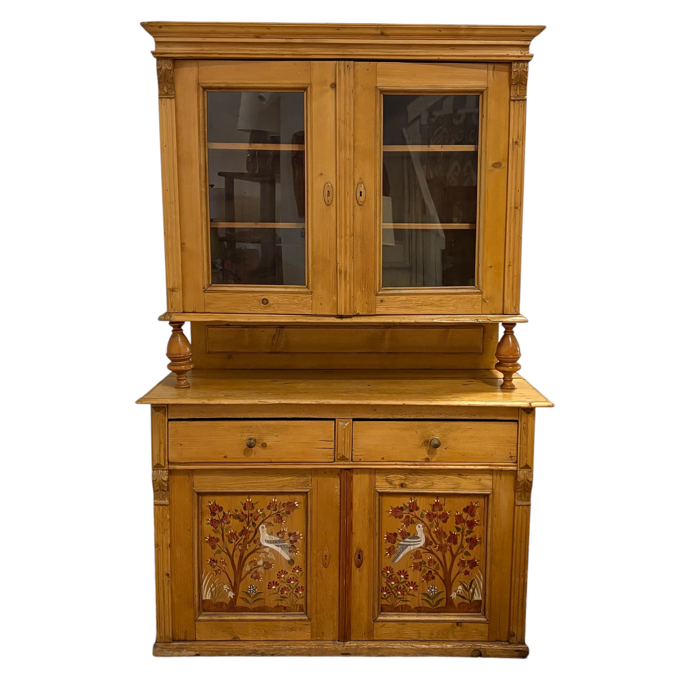 European Pine Hutch with Paint Doors