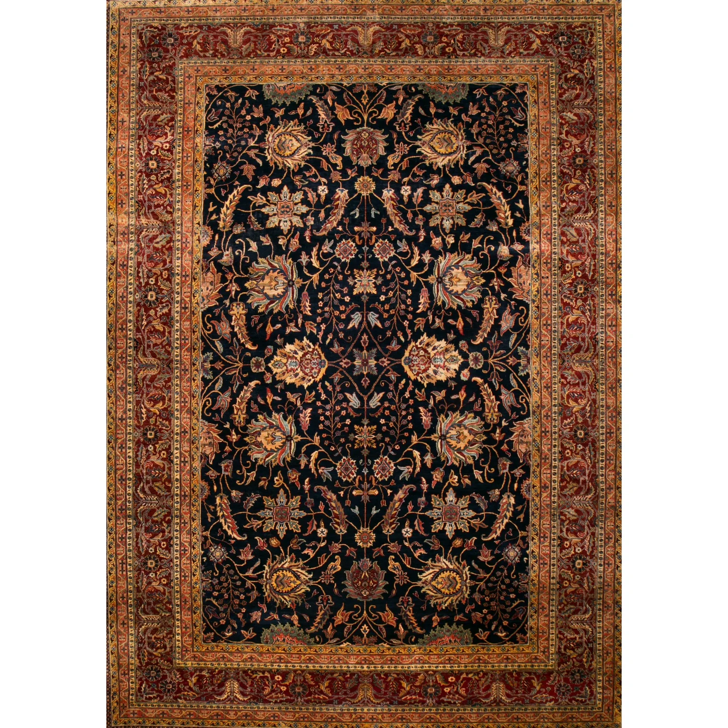 Navy &amp; Red Indo-Persian Rug - 10'x14'5 - Coast Consignment