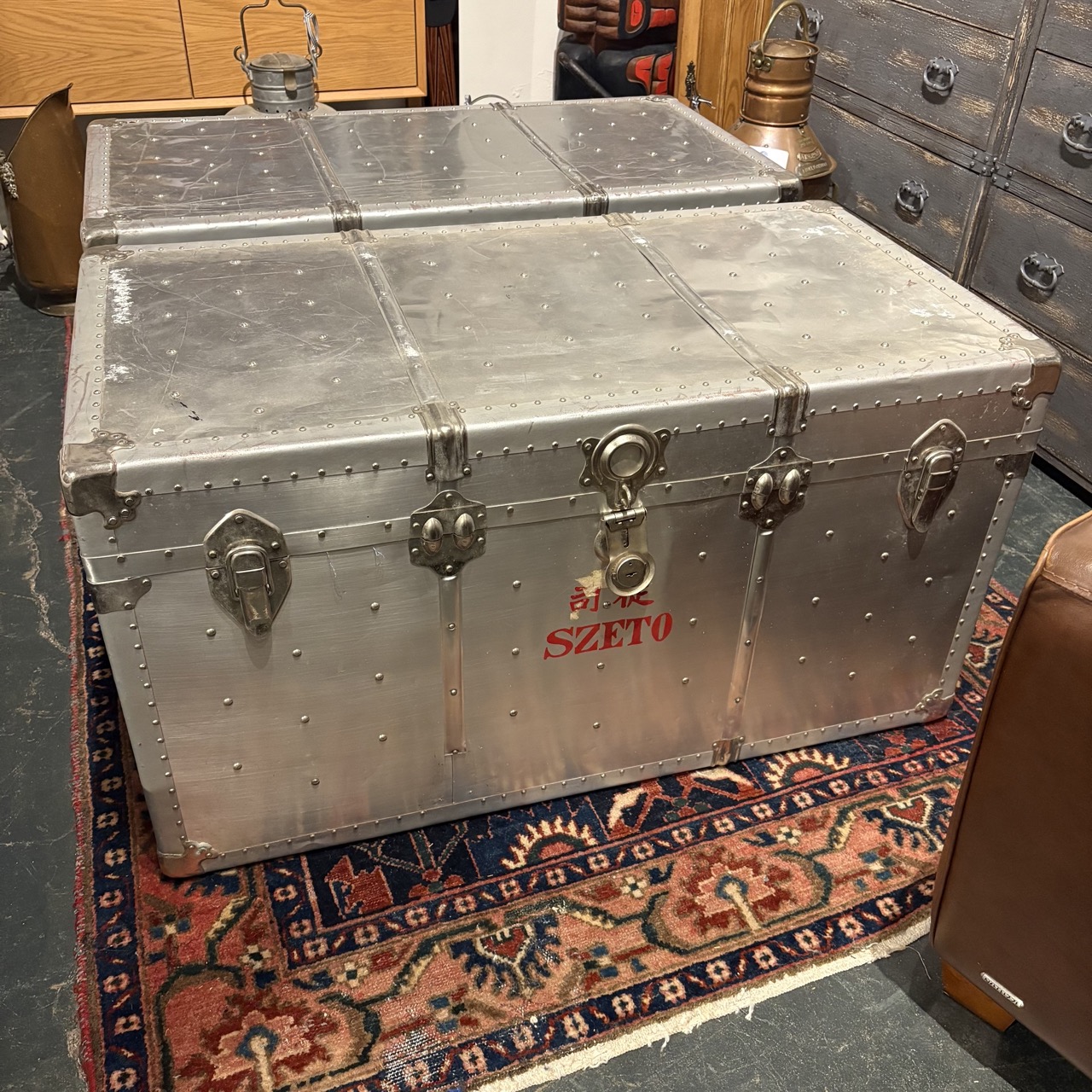Vintage Aluminum Steamer Trunk - Image 3