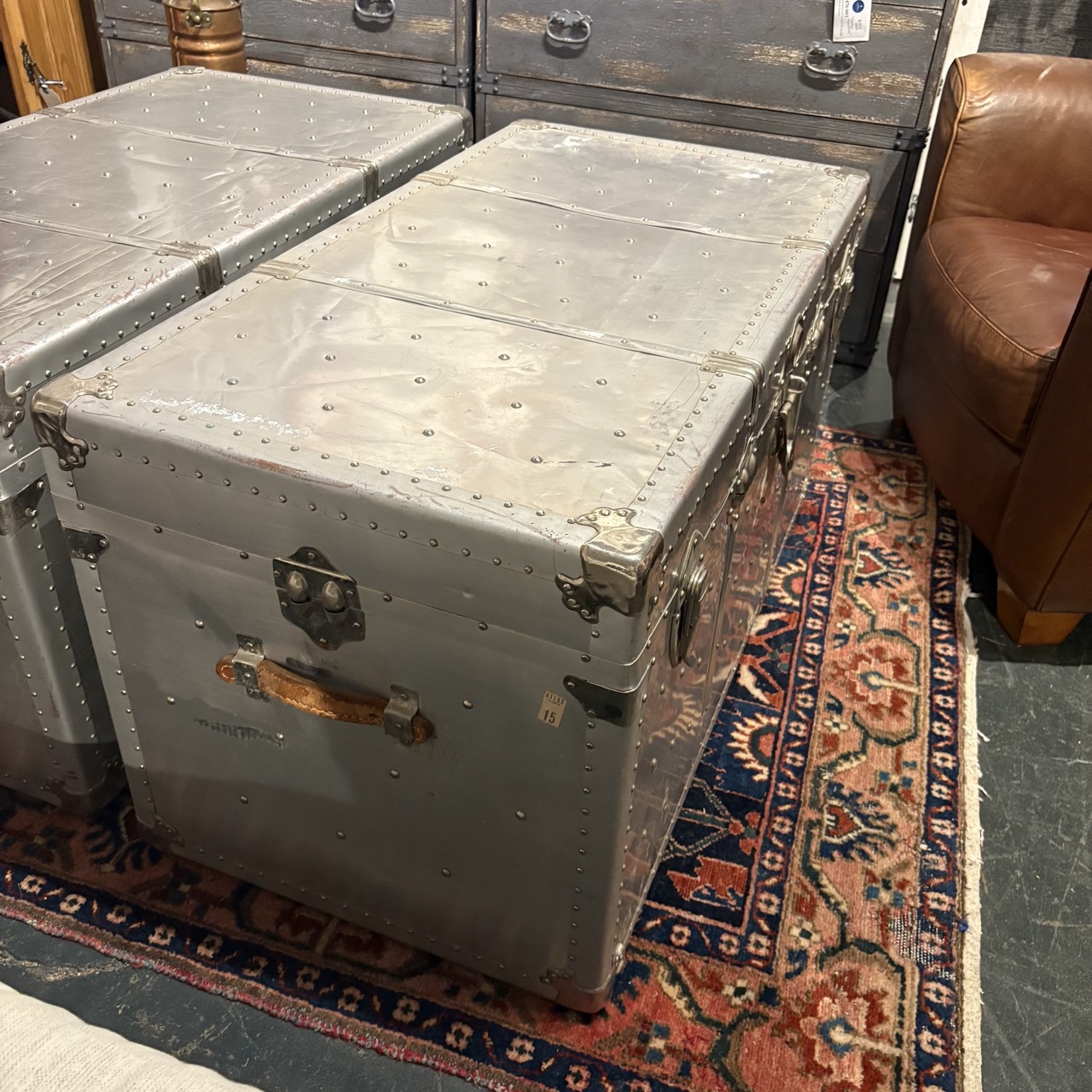 Vintage Aluminum Steamer Trunk - Image 4