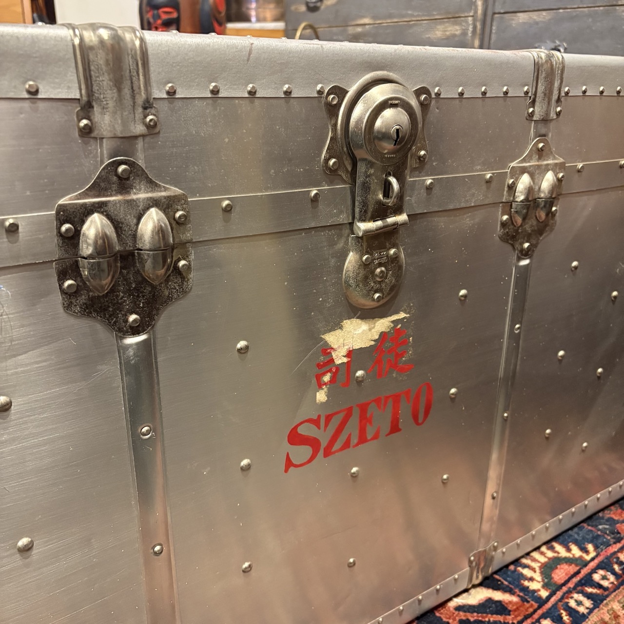 Vintage Aluminum Steamer Trunk - Image 5