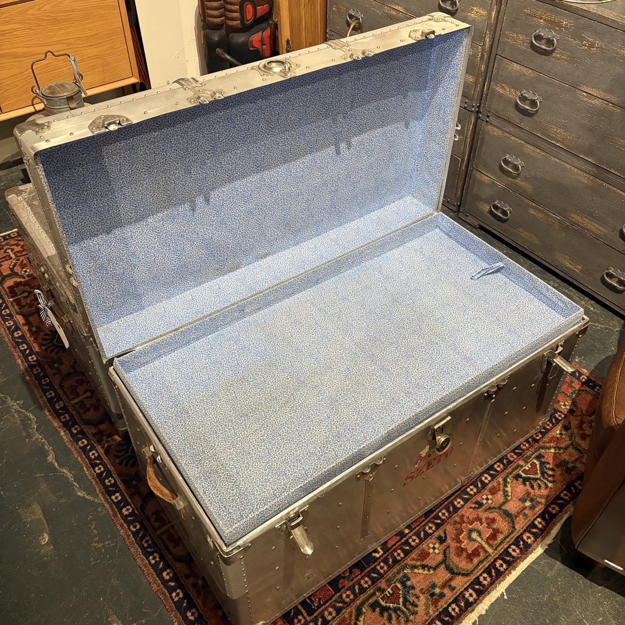 Vintage Aluminum Steamer Trunk - Image 6