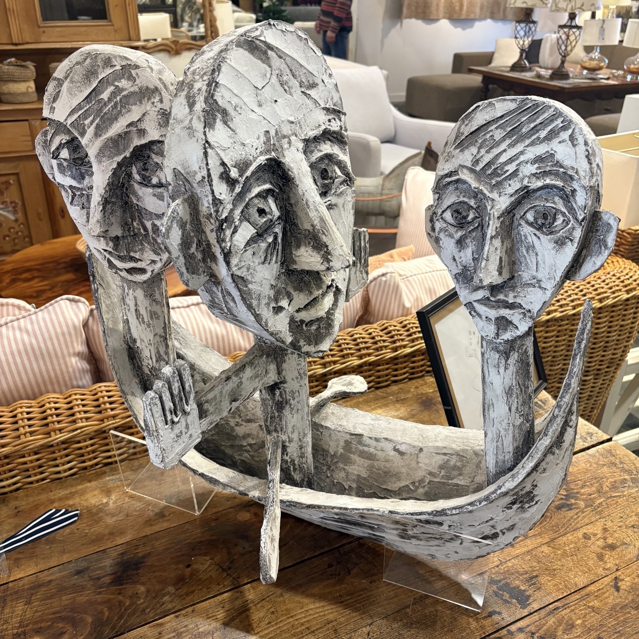 Wooden Sculpture with Pencil Drawing - Image 3