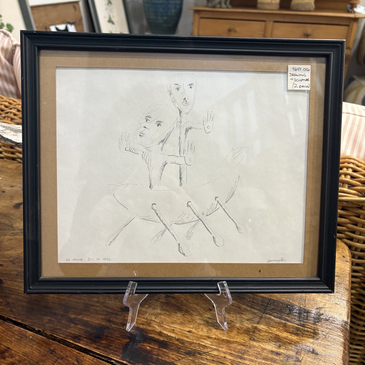 Wooden Sculpture with Pencil Drawing - Image 6