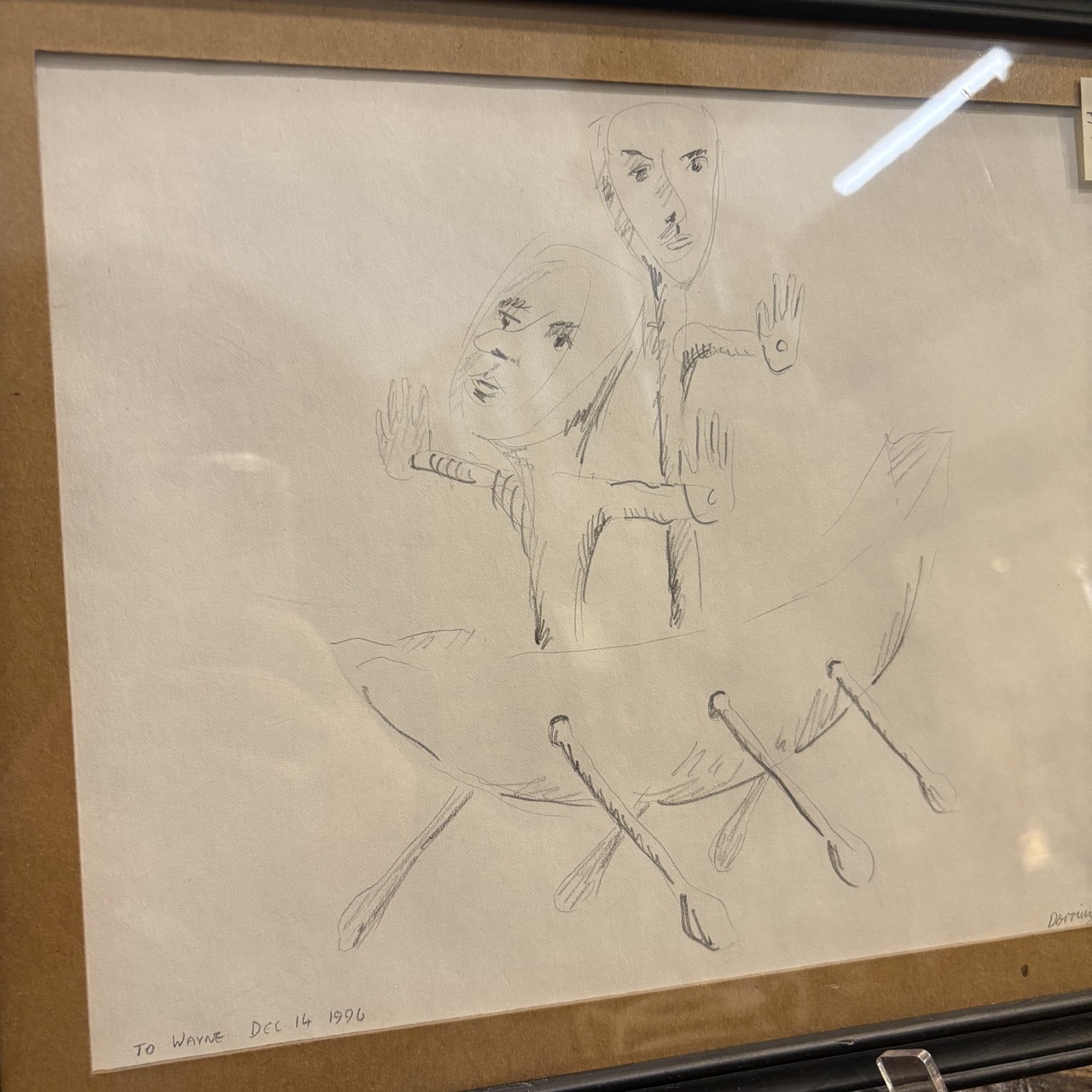 Wooden Sculpture with Pencil Drawing - Image 7