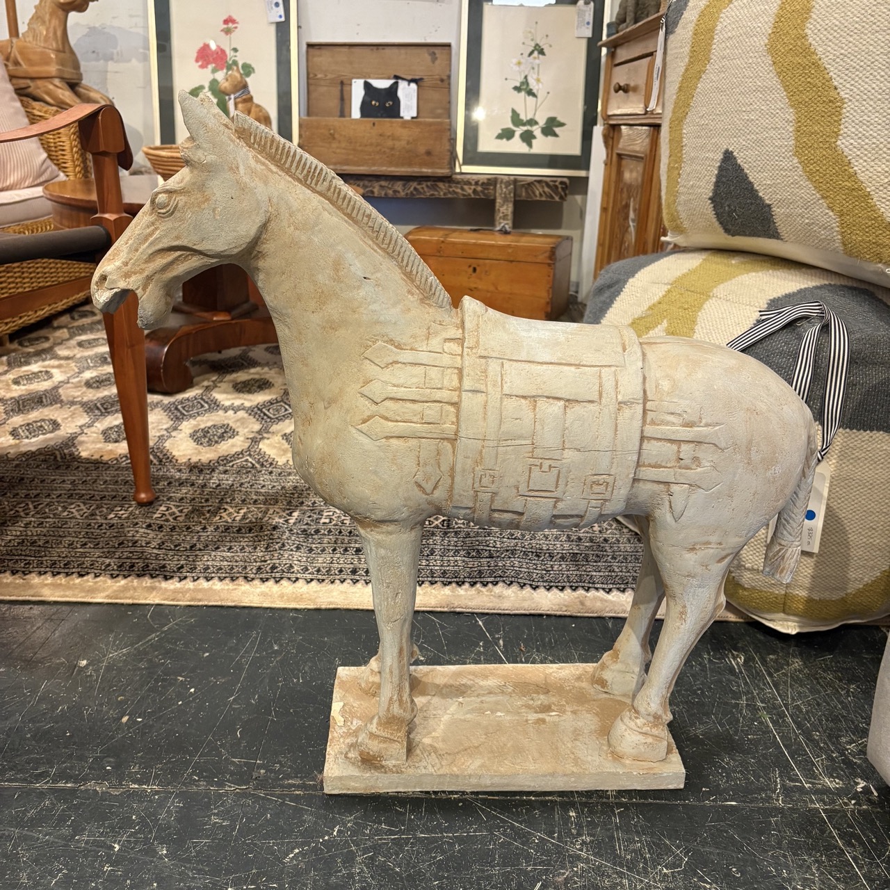 Painted Wooden Horse Statue - Image 2