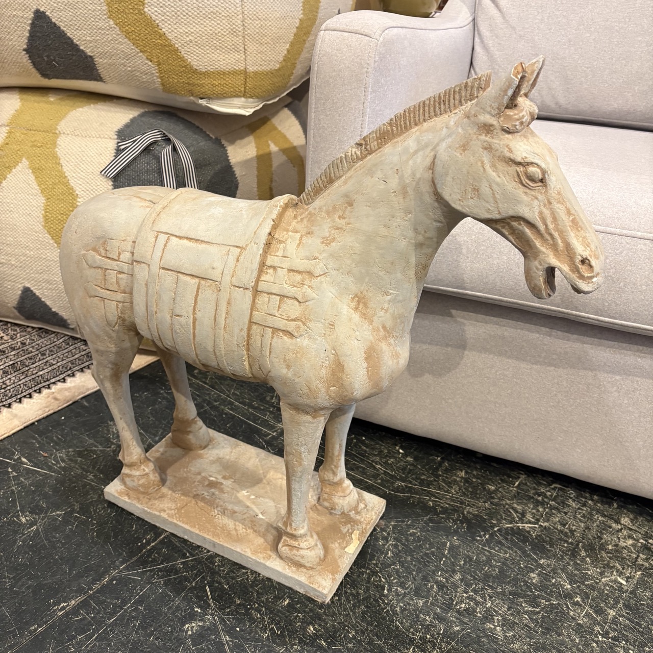Painted Wooden Horse Statue - Image 4