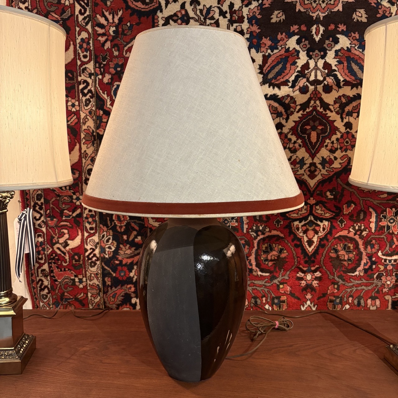 Vintage Glazed Table Lamp - Image 2
