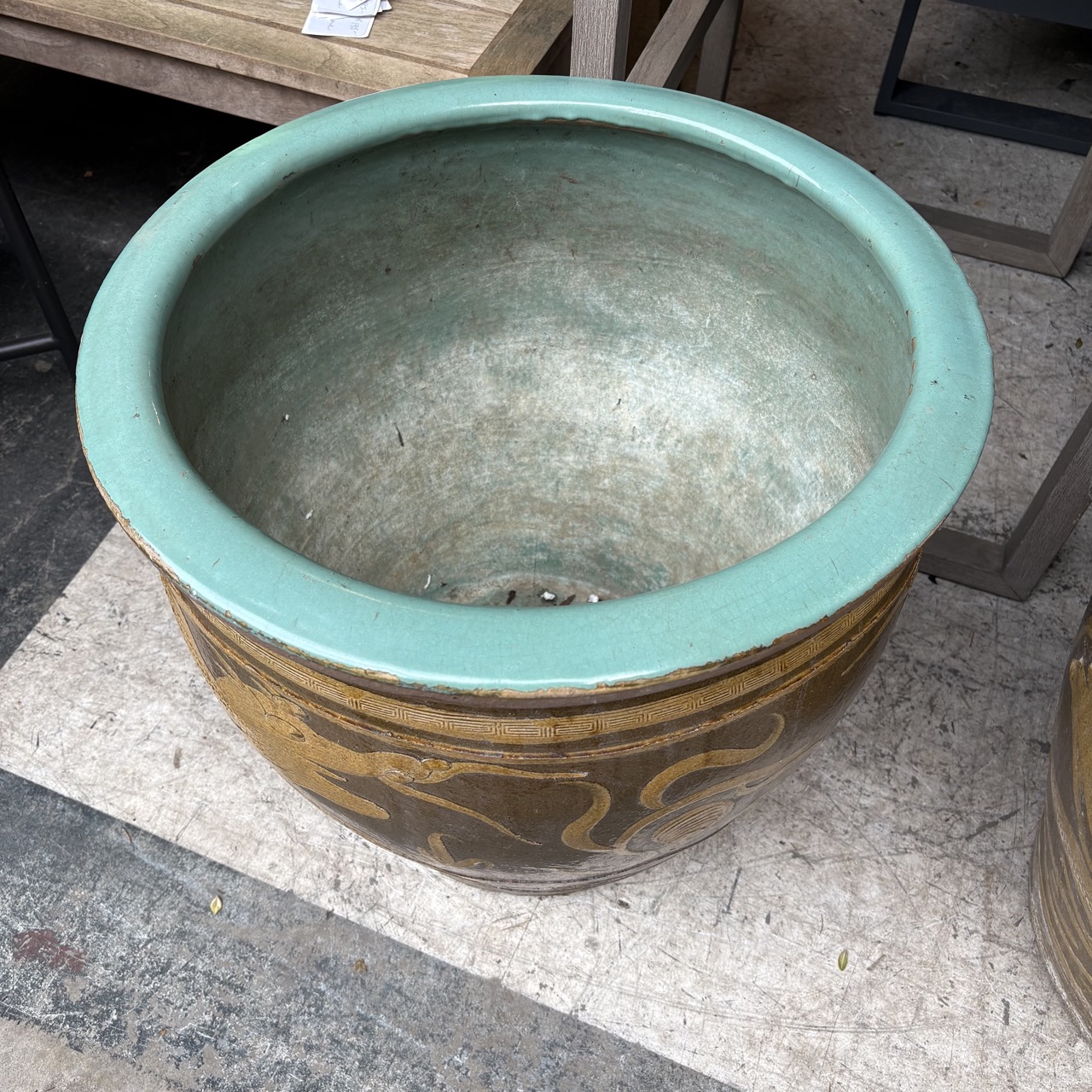 Large Chinese Dragon Earthenware Jardiniere - Image 3