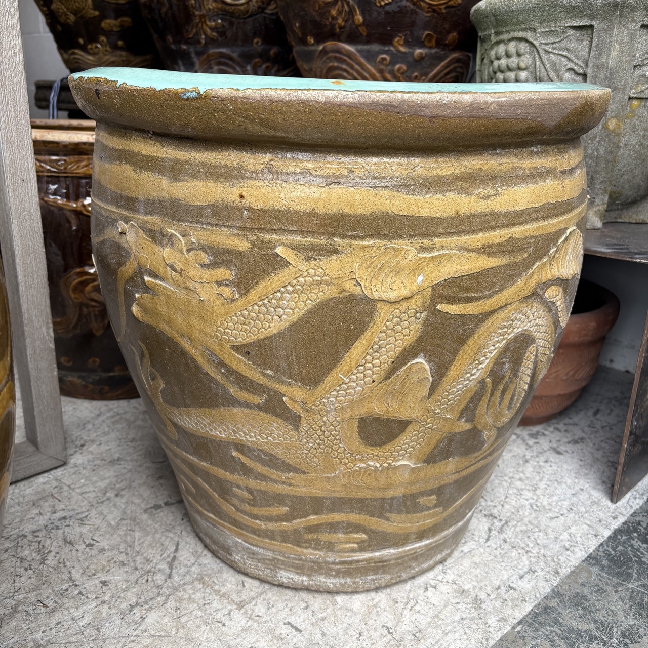 Large Chinese Dragon Earthenware Jardiniere - Image 4