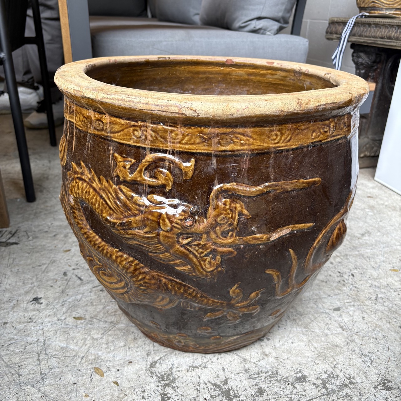 Chinese Dragon Earthenware Jardiniere - Image 2