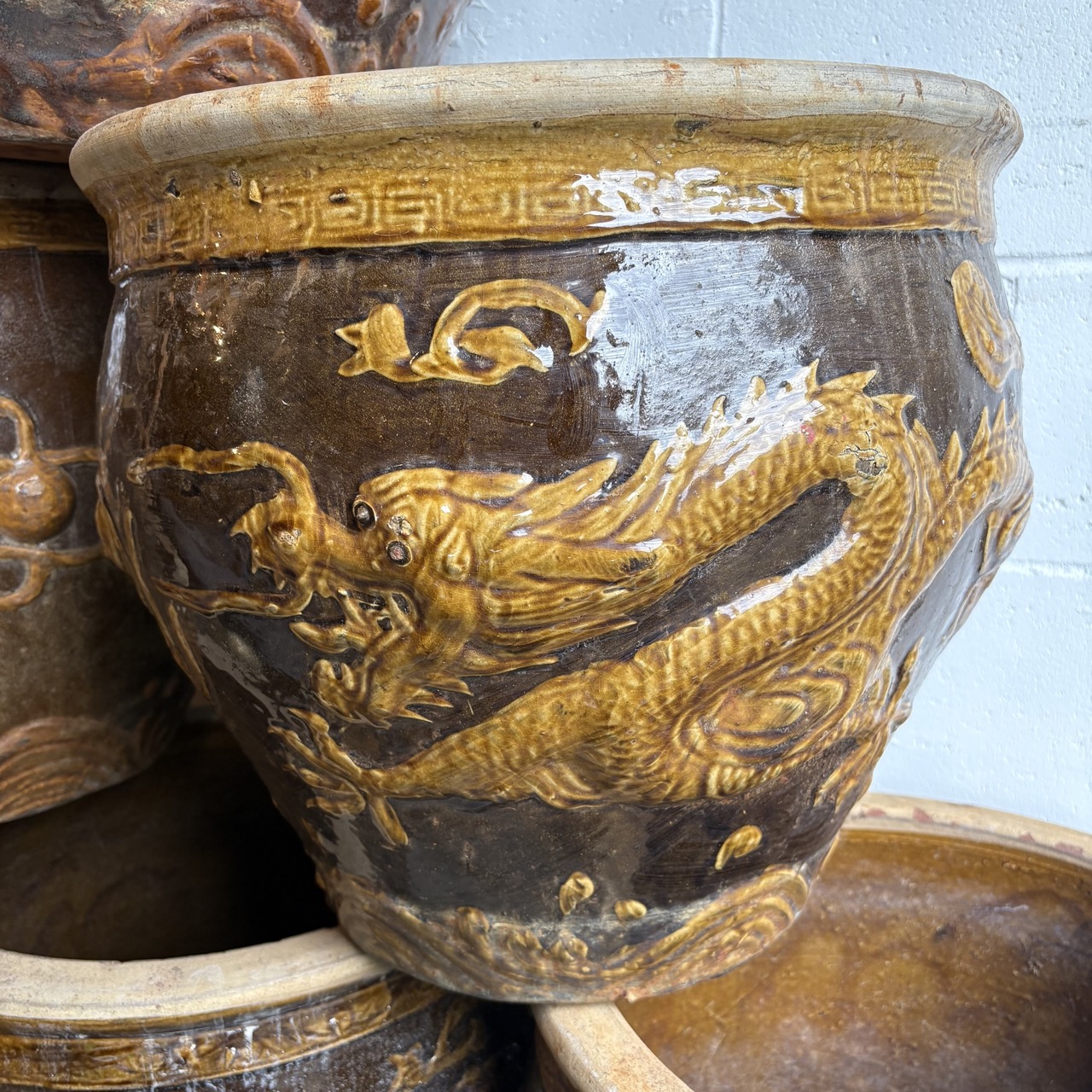 Chinese Dragon Earthenware Jardiniere - Image 4