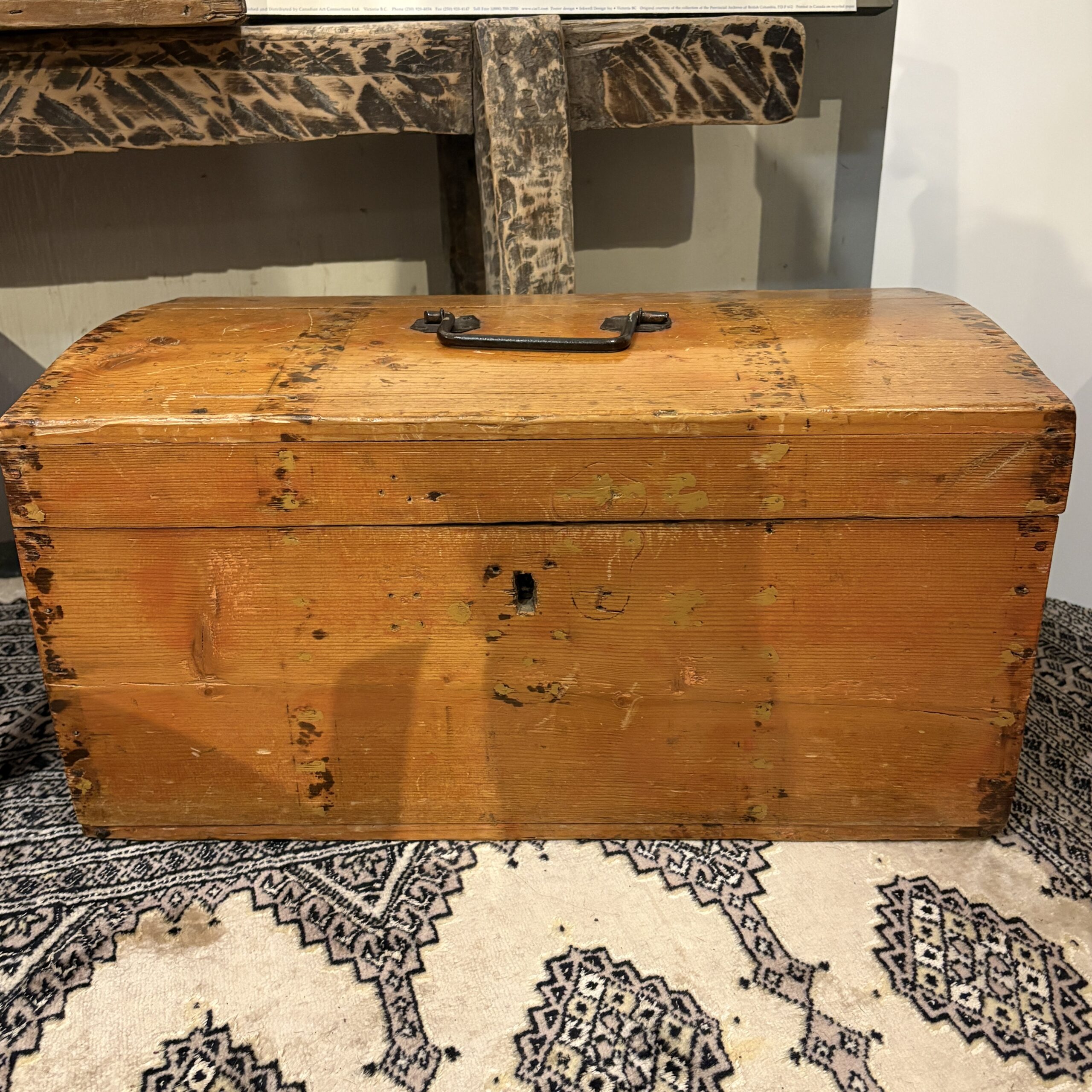 Antique Fir Box with Metal Top Handle - Coast Consignment - image 3