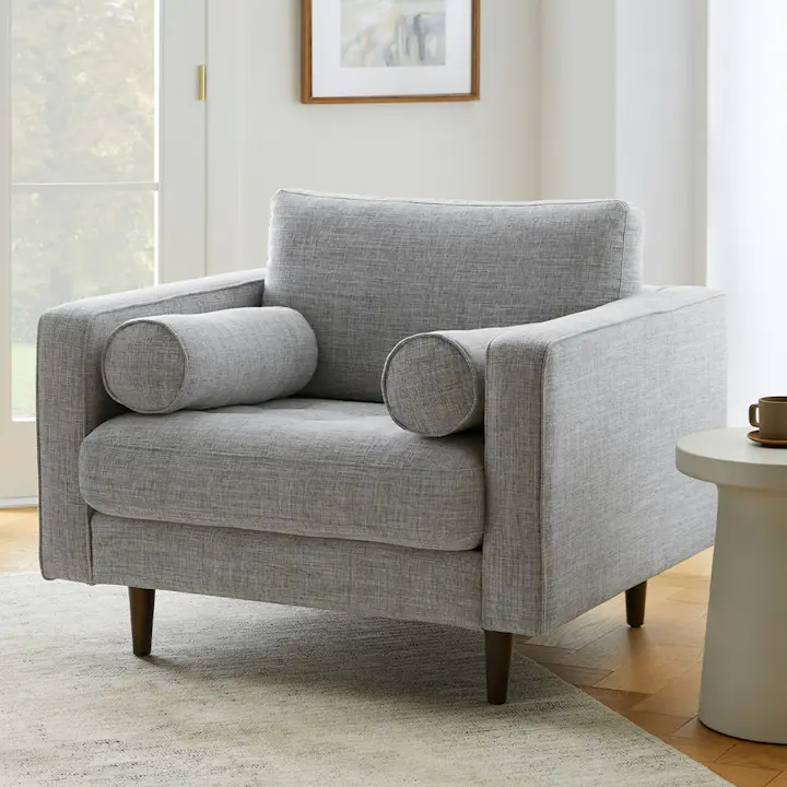 Stone Grey Tufted Armchair - Coast Consignment