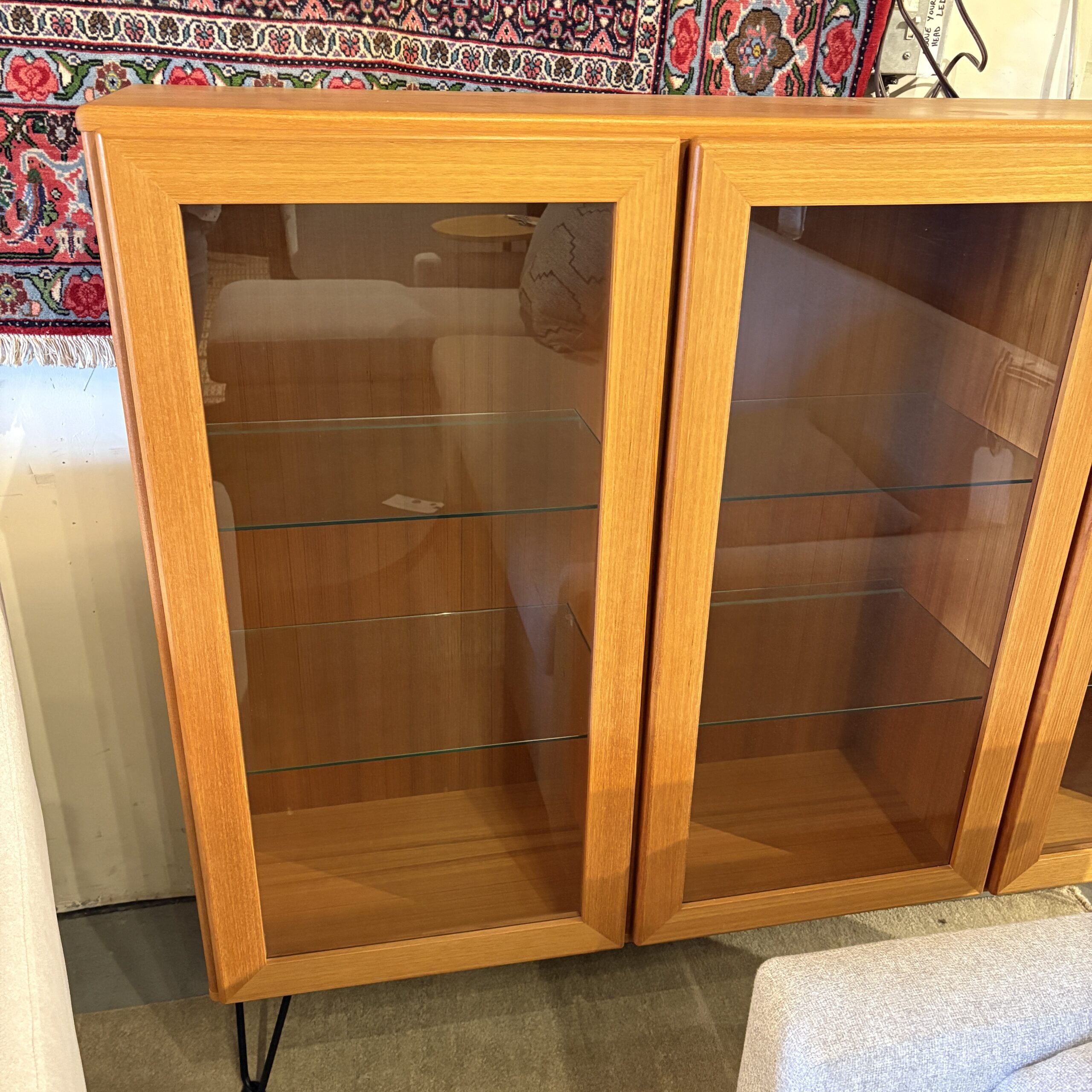 Teak Cabinet with Glass Doors &amp; Shelves - Coast Consignment