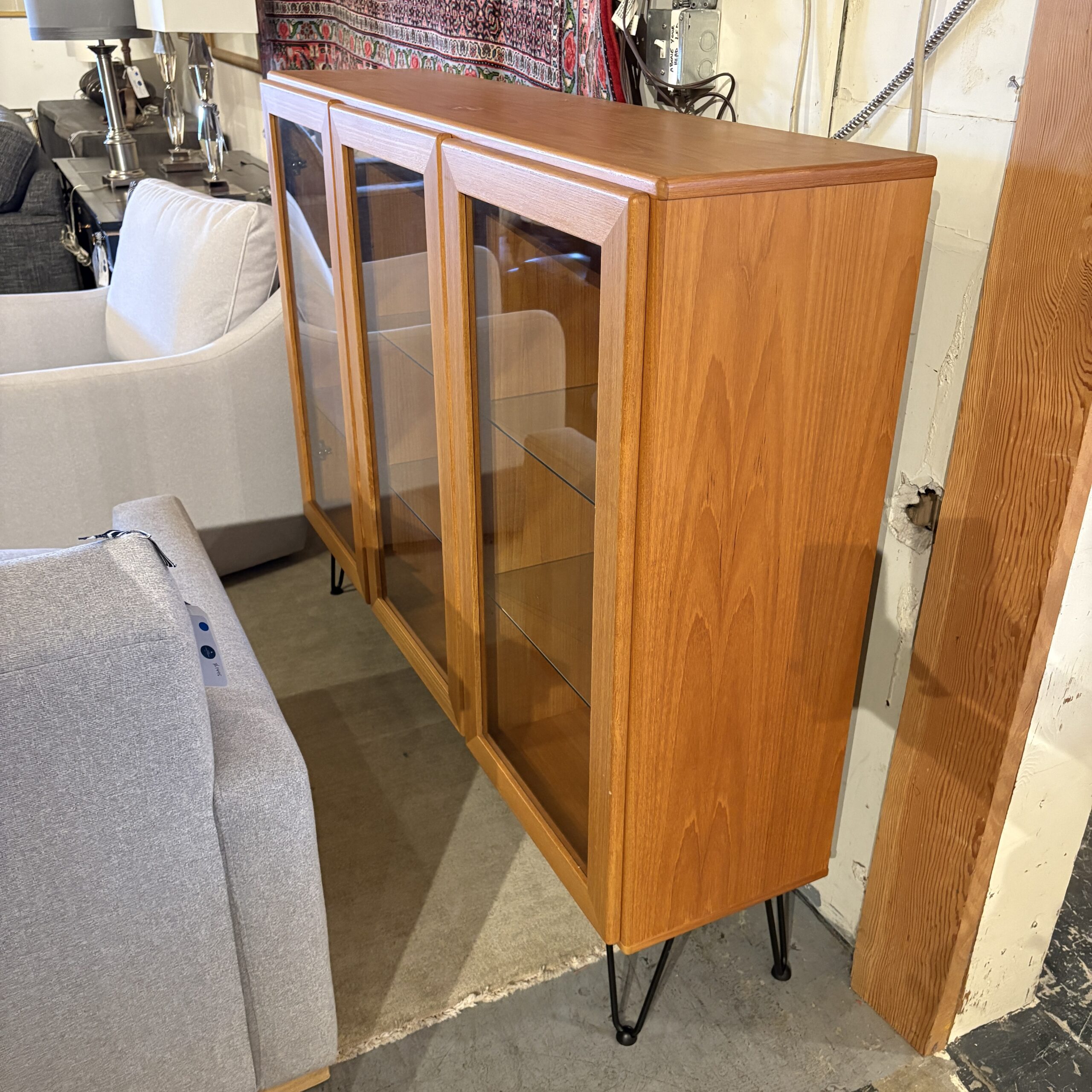 Teak Cabinet with Glass Doors &amp; Shelves - Coast Consignment